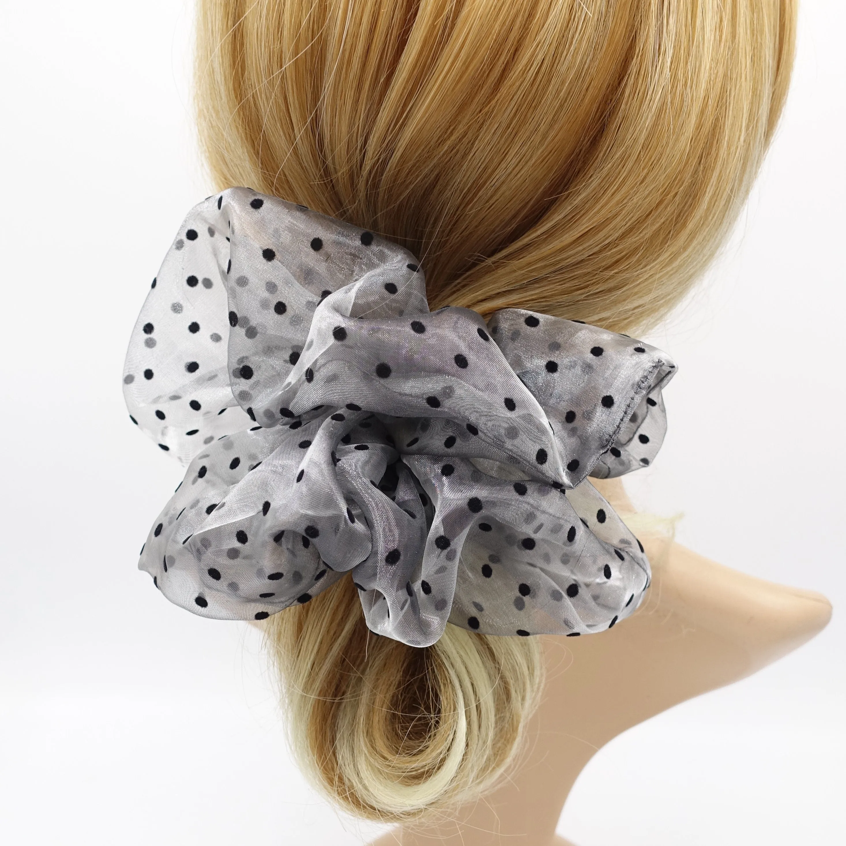 organza scrunchies velvet dot hair elastic scrunchie for women