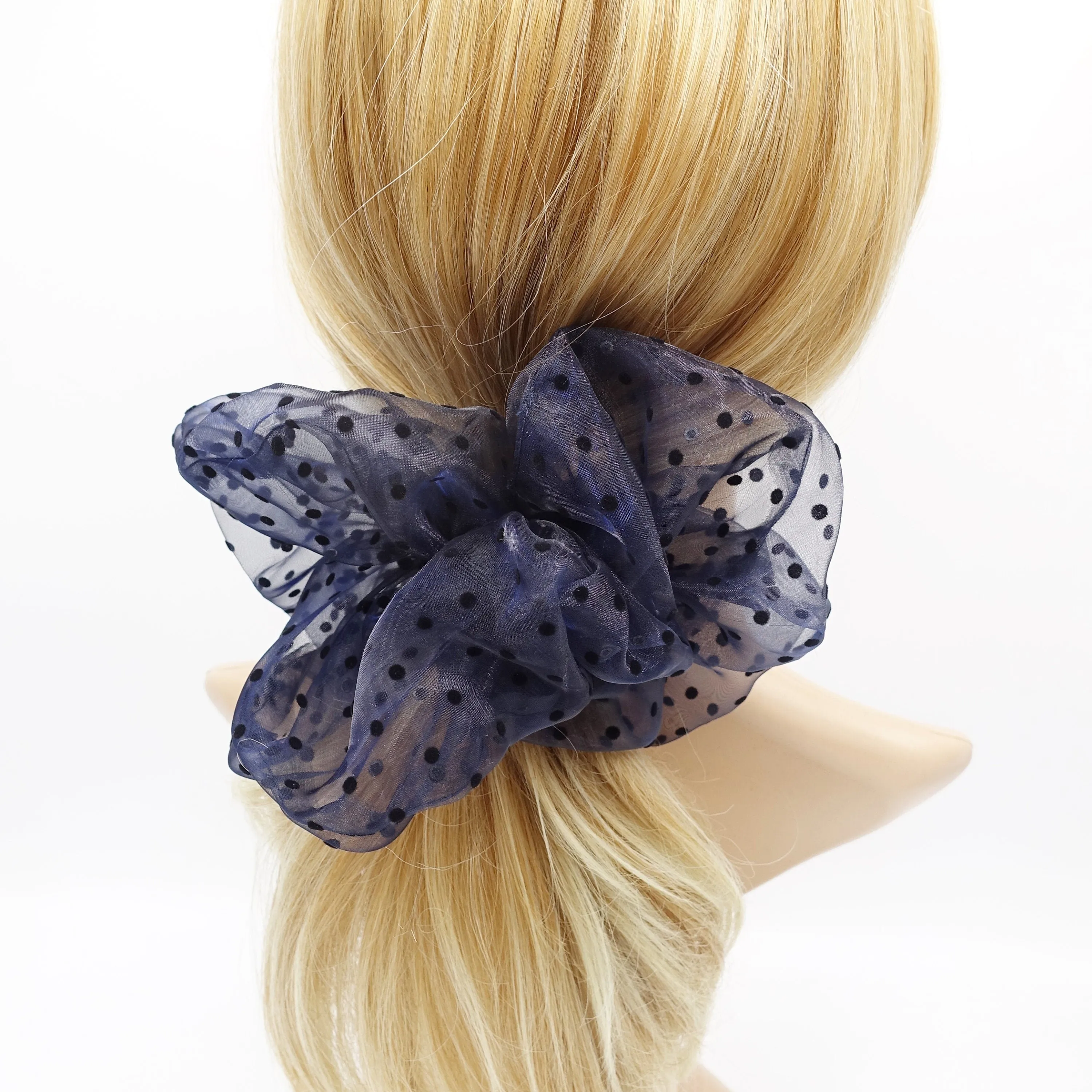 organza scrunchies velvet dot hair elastic scrunchie for women