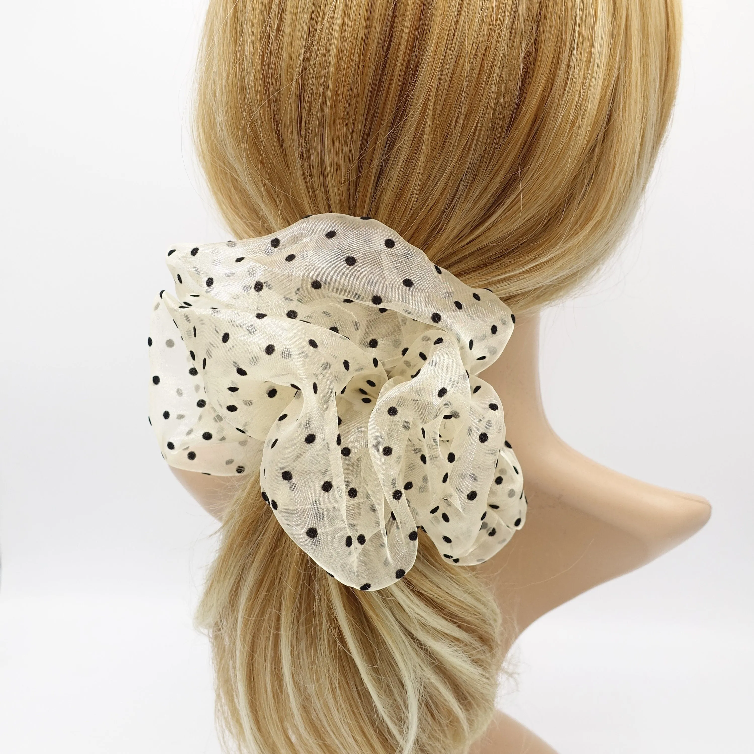 organza scrunchies velvet dot hair elastic scrunchie for women