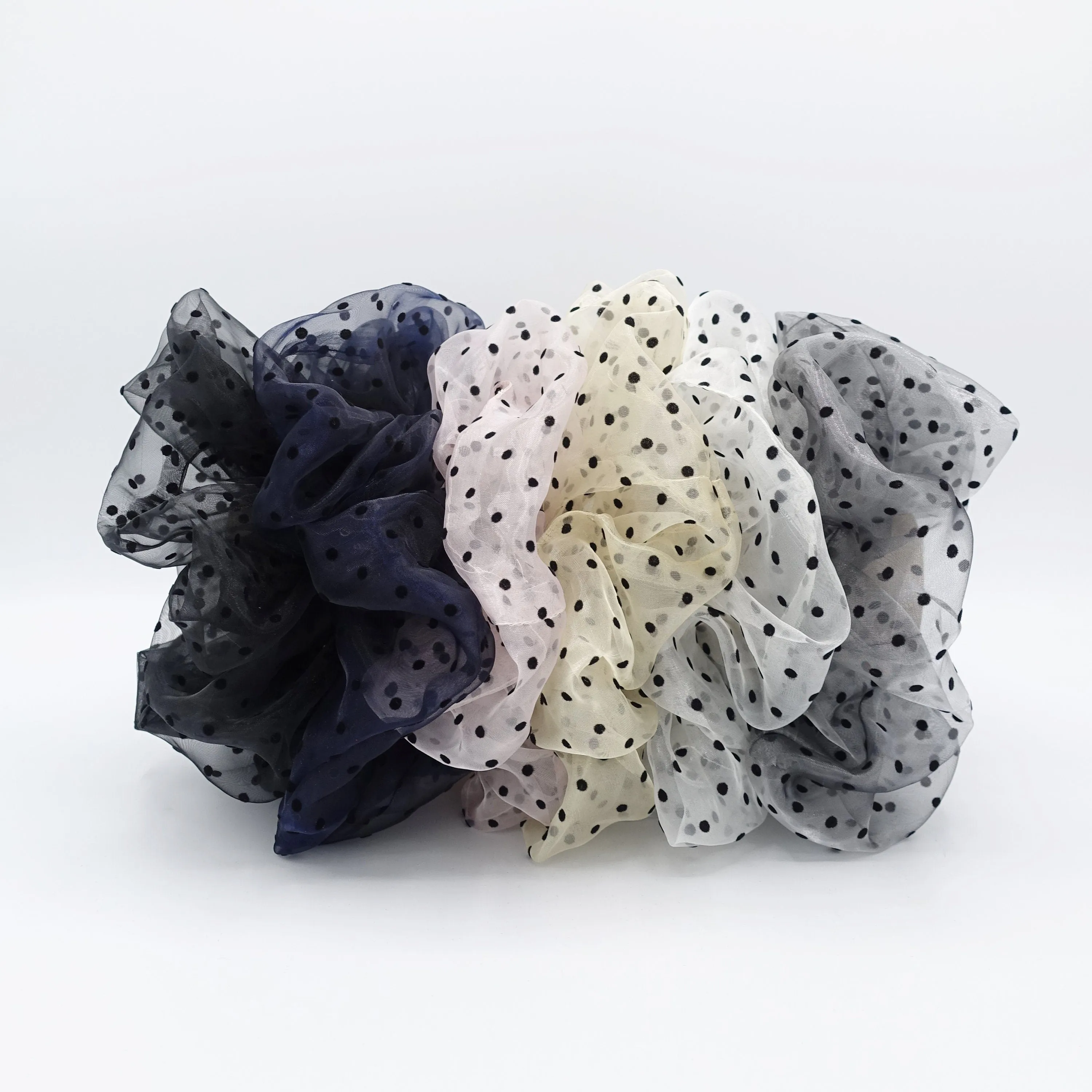 organza scrunchies velvet dot hair elastic scrunchie for women