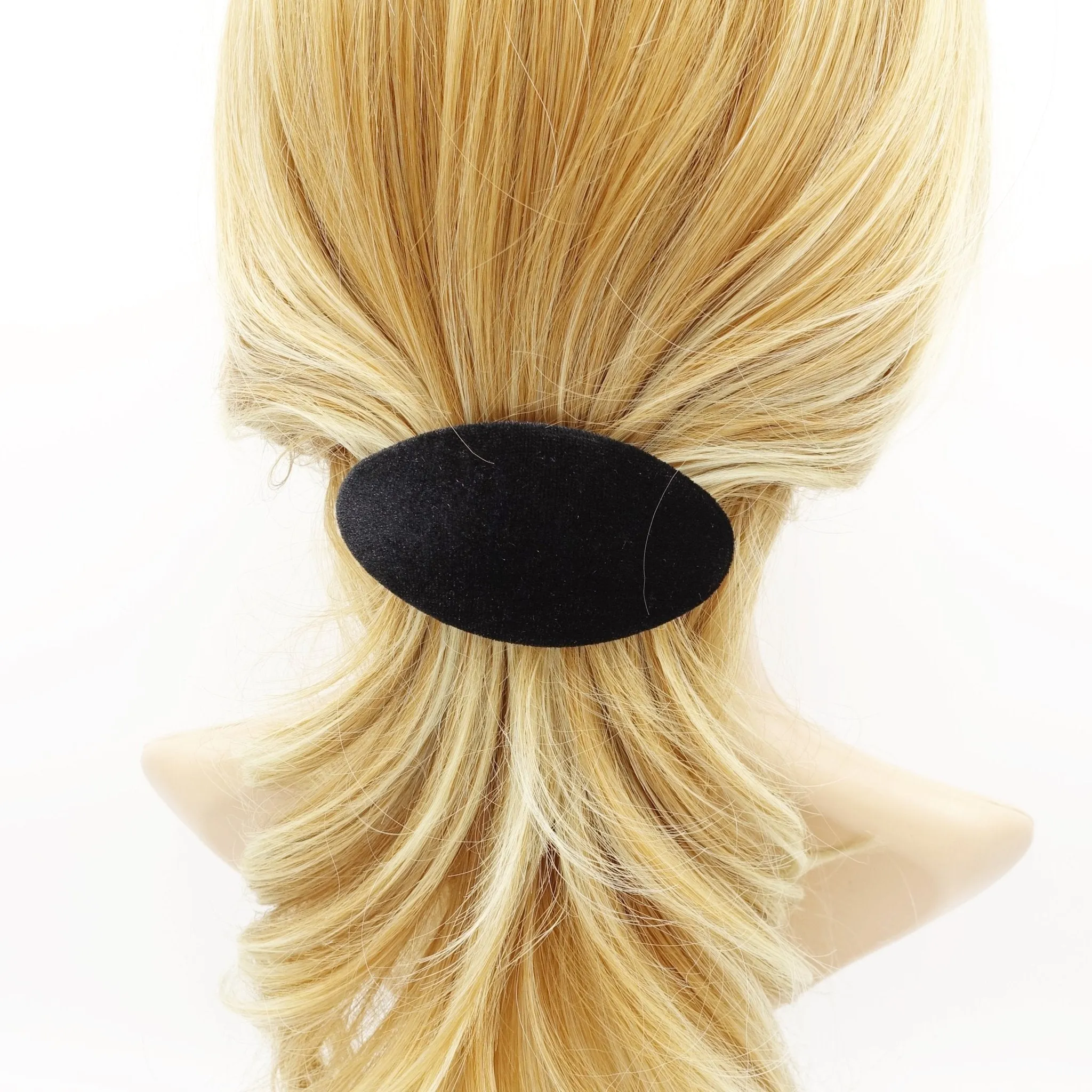 oval velvet french barrette Fall Winter women hair accessory