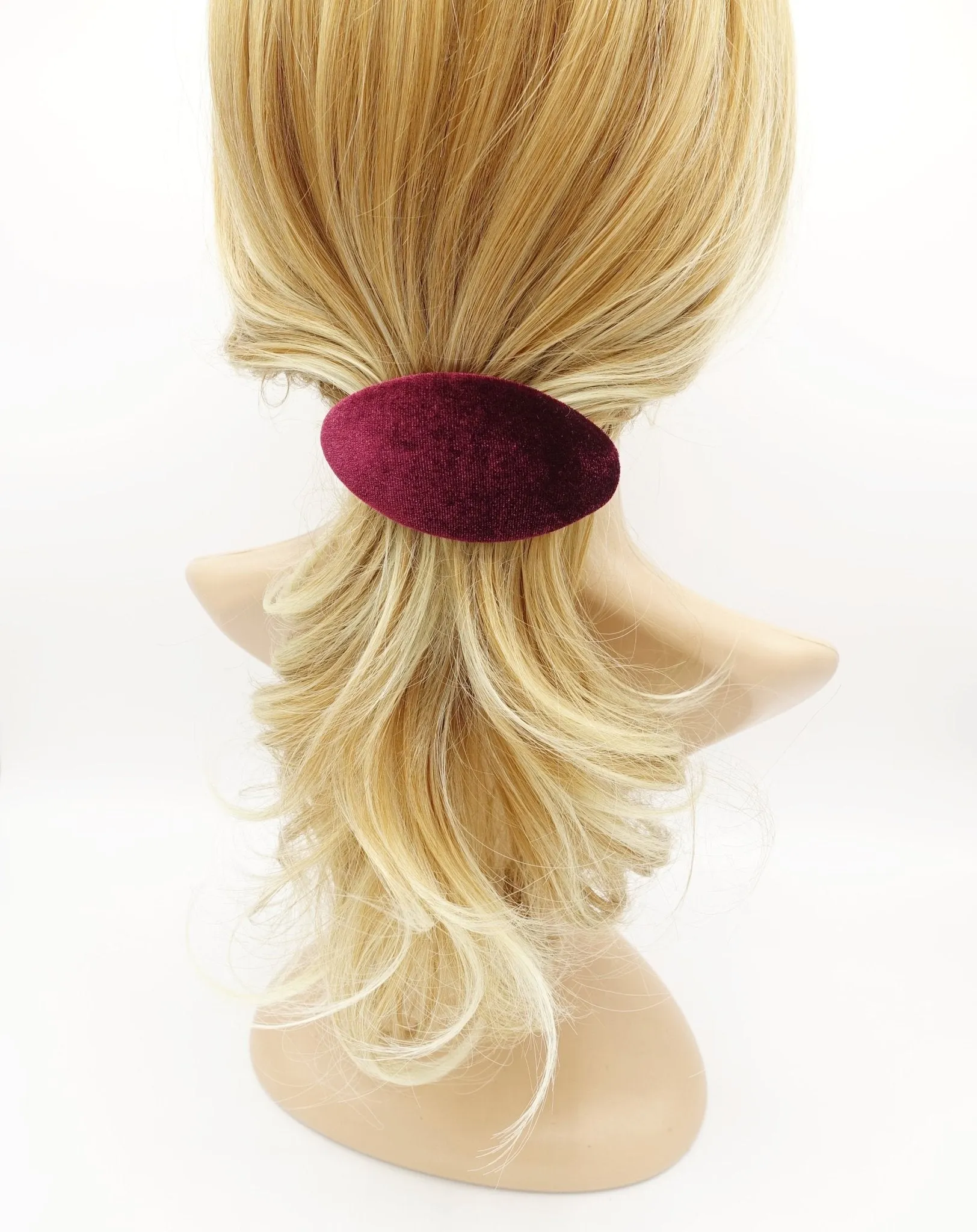 oval velvet french barrette Fall Winter women hair accessory