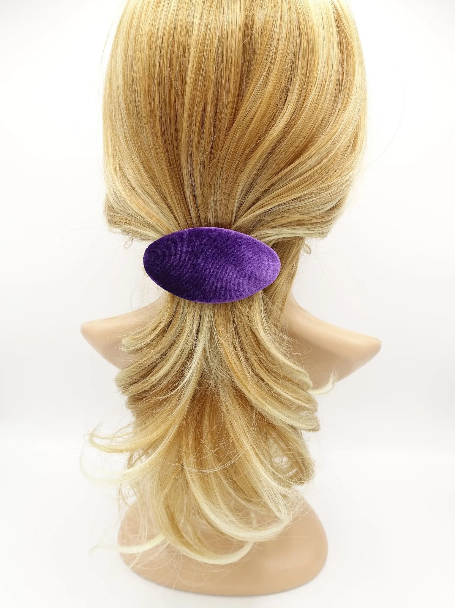 oval velvet french barrette Fall Winter women hair accessory