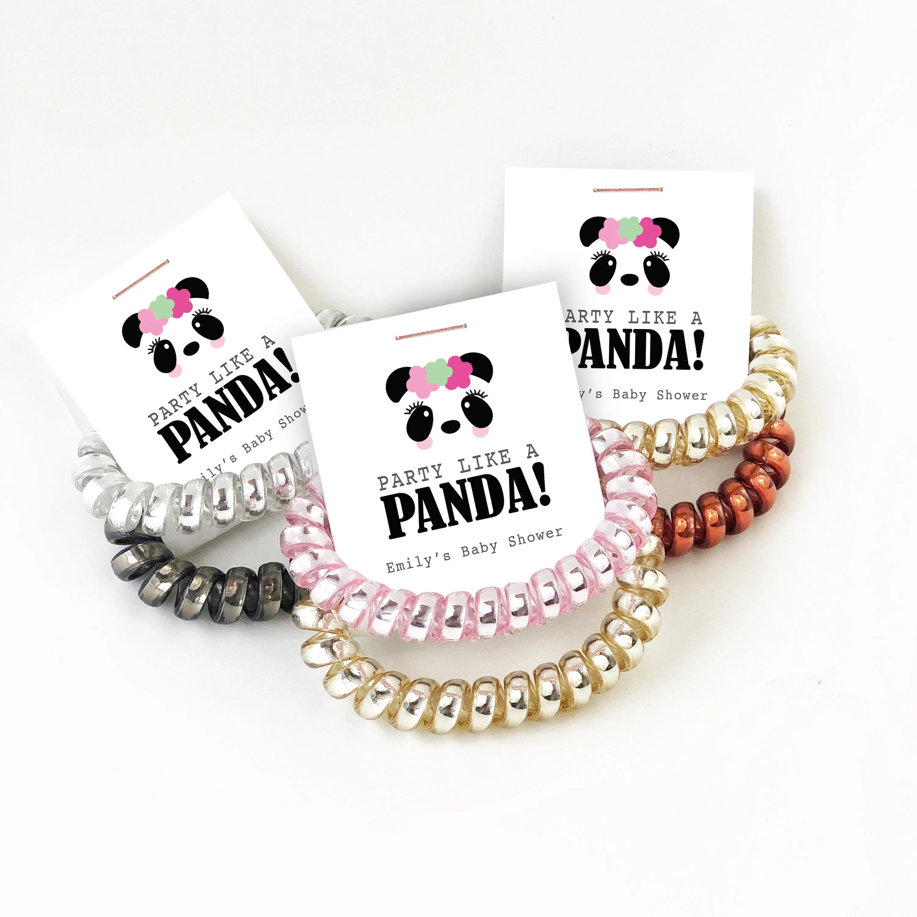 Party Like A Panda Baby Shower Favors, Panda Party, Spiral Hair Ties