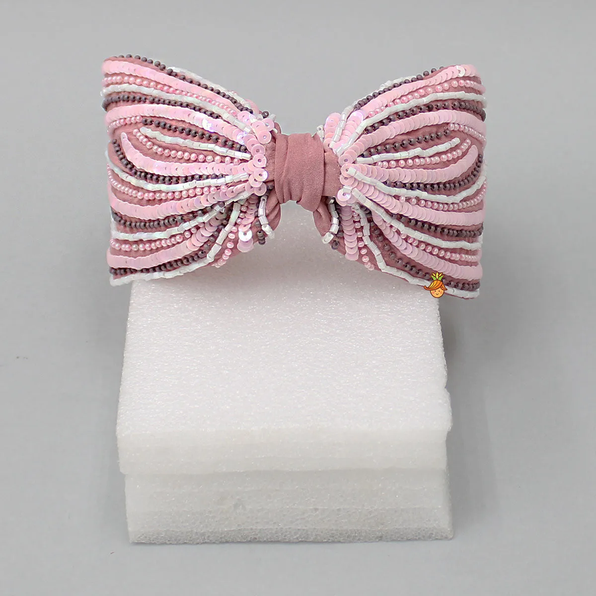 Peach Embroidered Knot Detail Hair Band