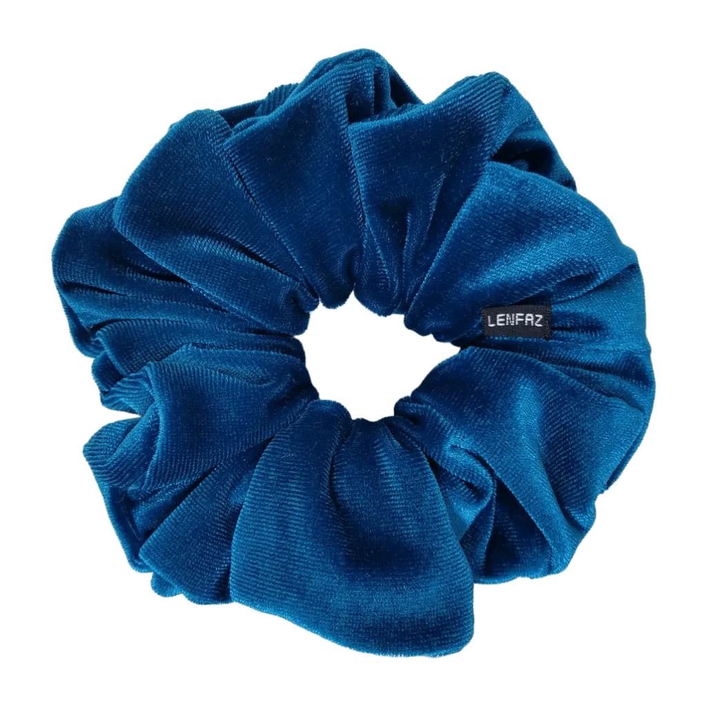 Peacock Blue Velvet Scrunchie