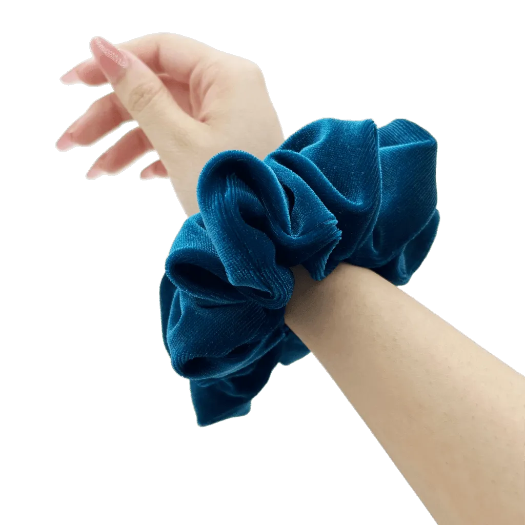 Peacock Blue Velvet Scrunchie