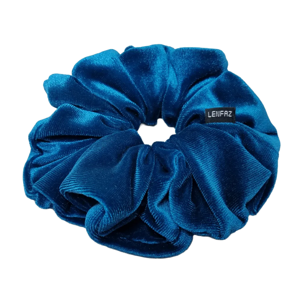 Peacock Blue Velvet Scrunchie