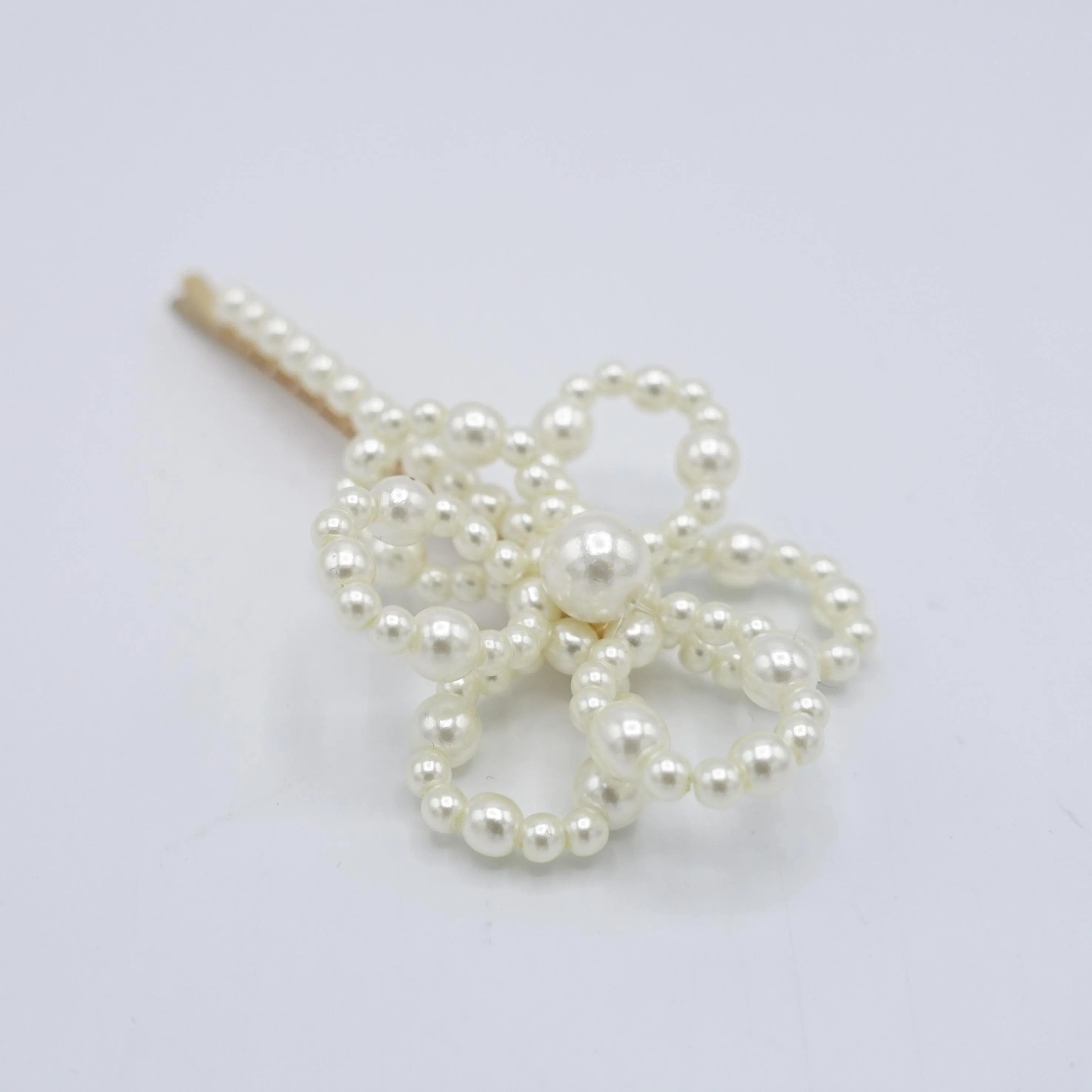 pear flower hair clip, pearl petal hair clip