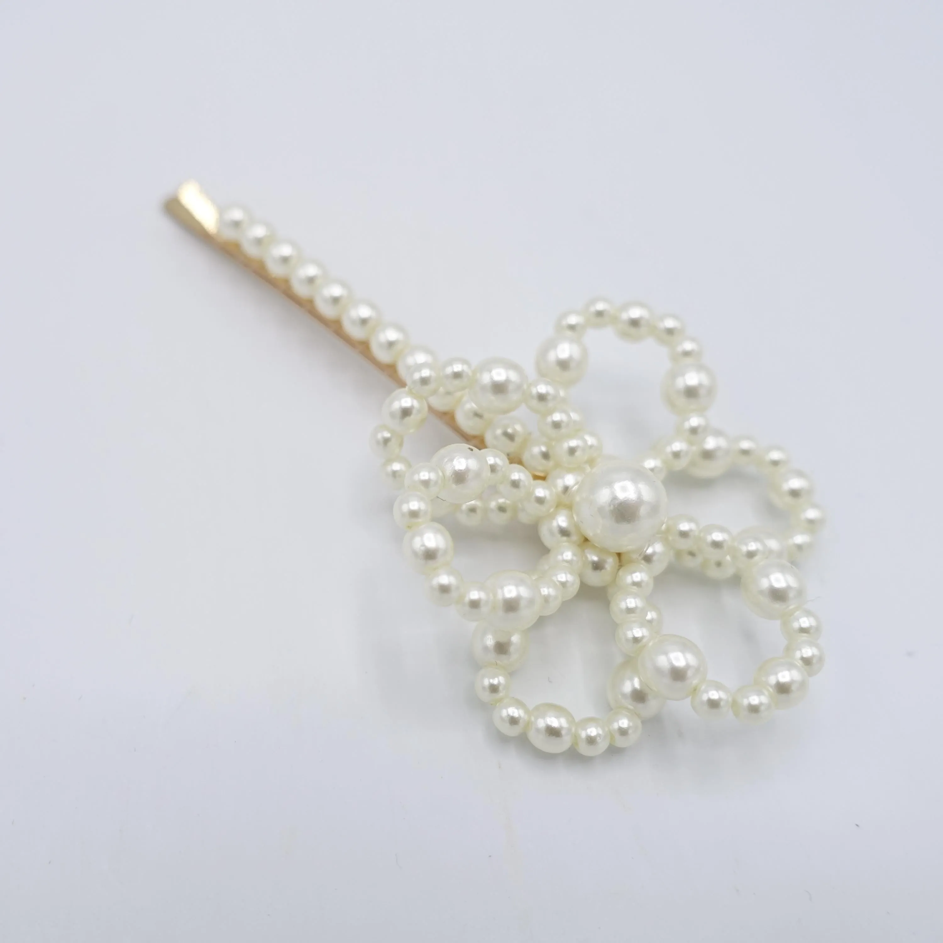 pear flower hair clip, pearl petal hair clip