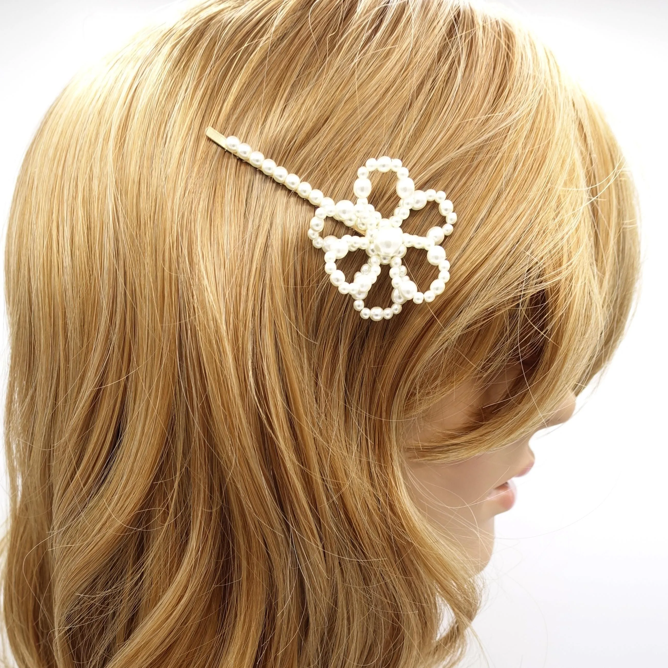 pear flower hair clip, pearl petal hair clip