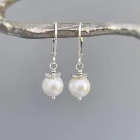 Pearl Earrings dangle Sterling Silver 14k Gold Fill Minimalist, modern pearl jewelry