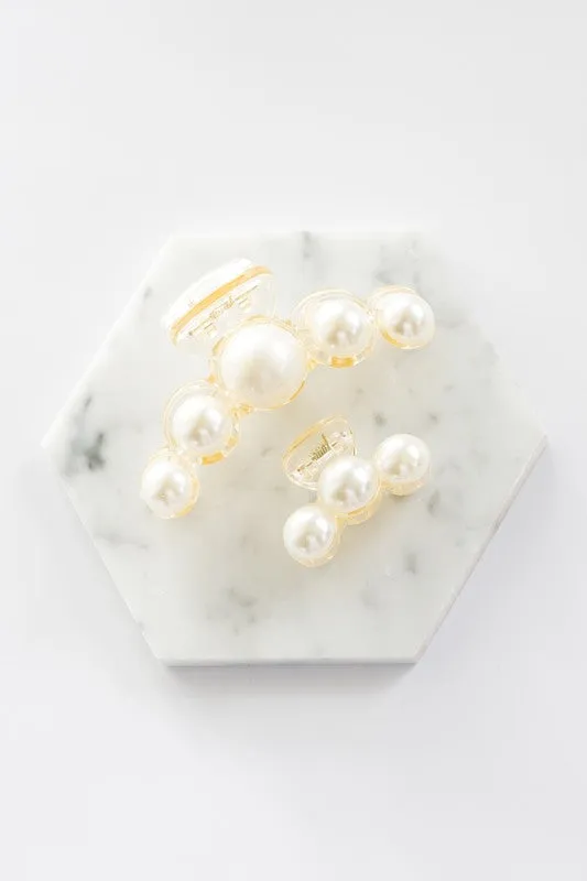 Pearl Hair Claw Clip Set - 2PK