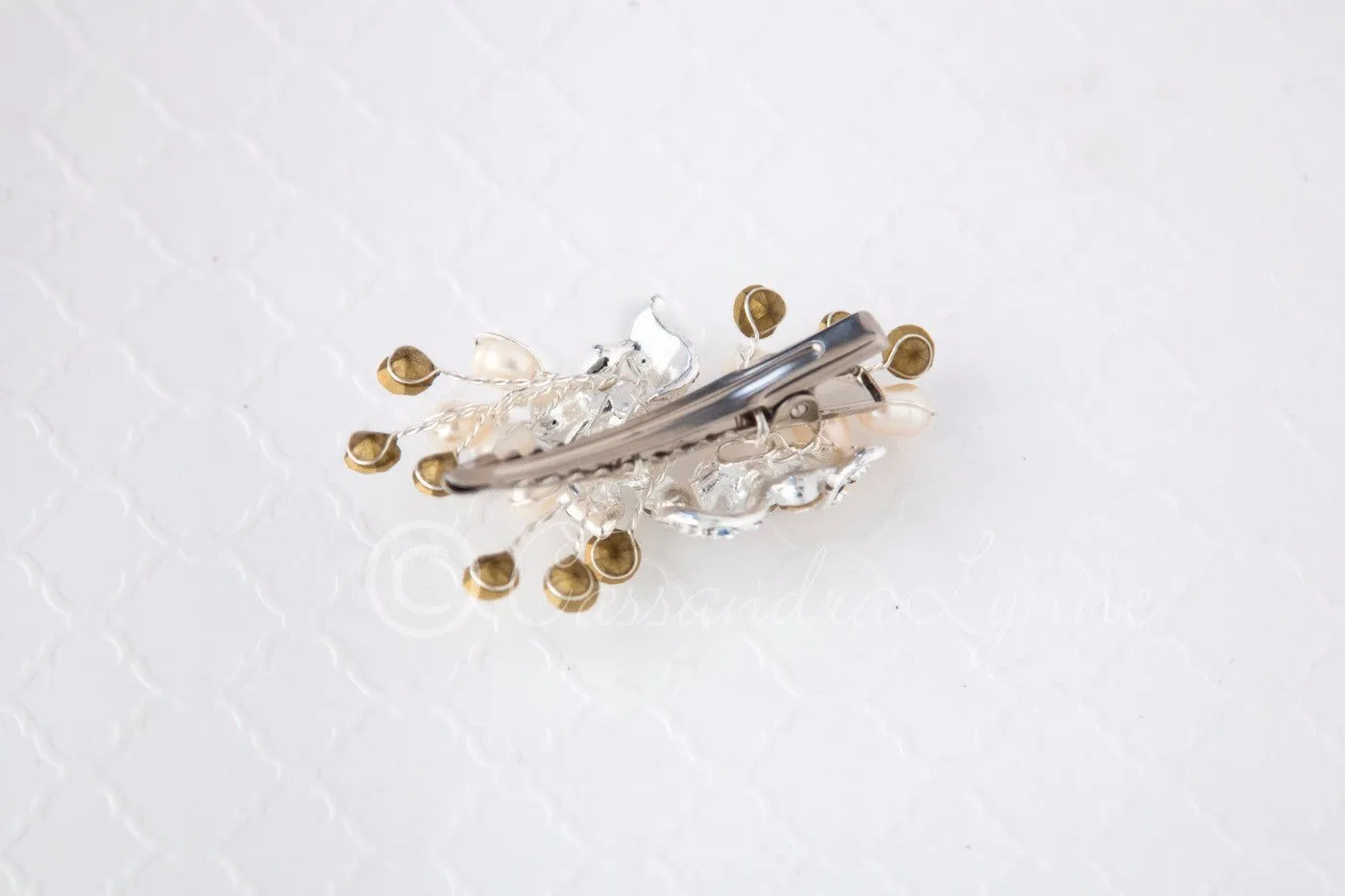 Petite Pearl Wedding Hair Clip with Crystals