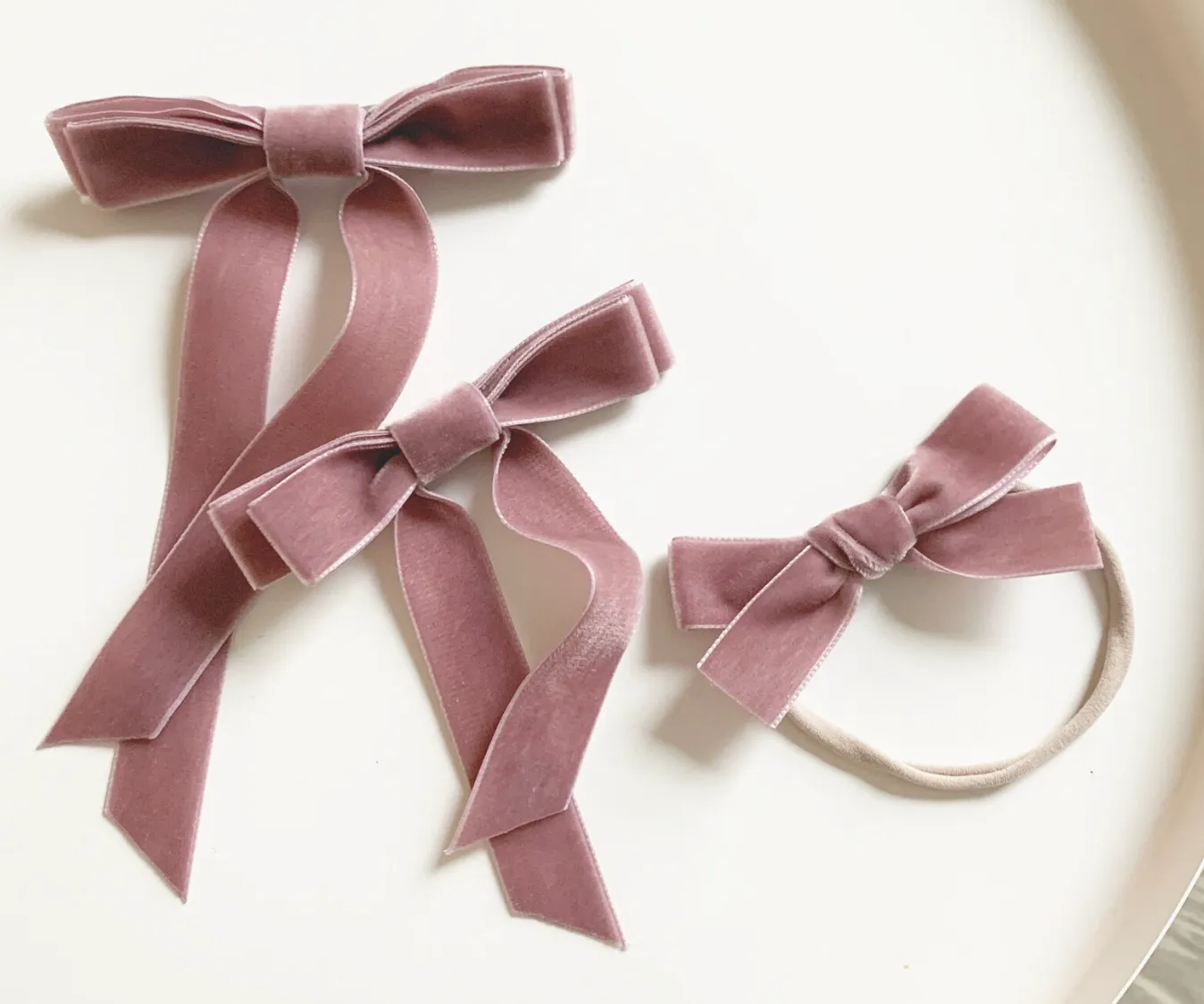 Petite Velvet Long Bow | Upscale Bows for Girls | Bow with Tails | Luxury Designer Hair Accessories | Made to Order