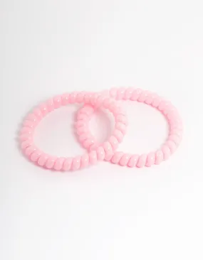 Pink Plastic Narrow Hair Spiral Pack