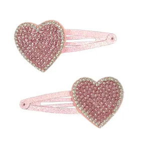 Pink Rhinestone Heart Hair Clip