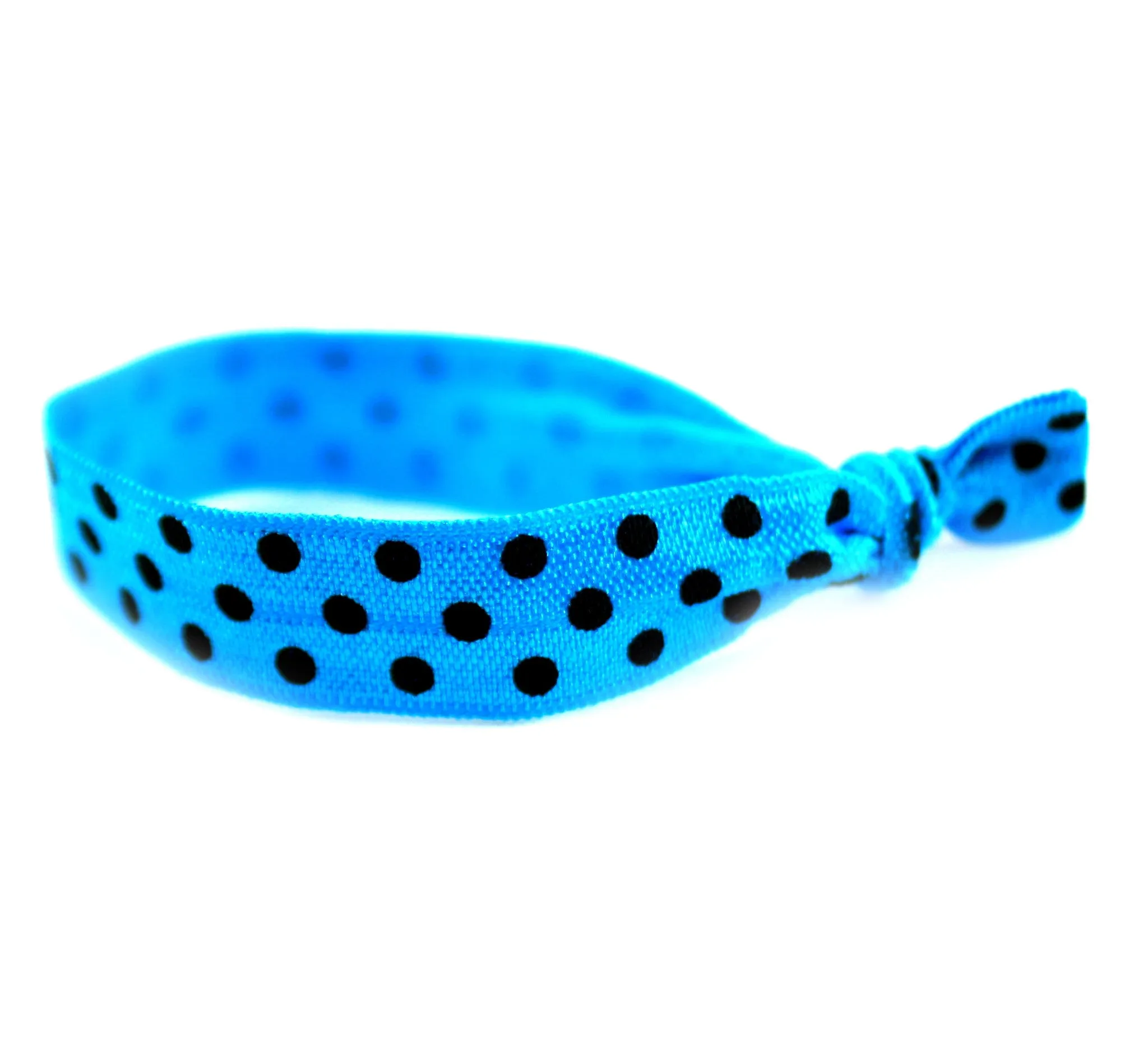 Polka Dots Teal Black Hair Tie (SKU 6015)