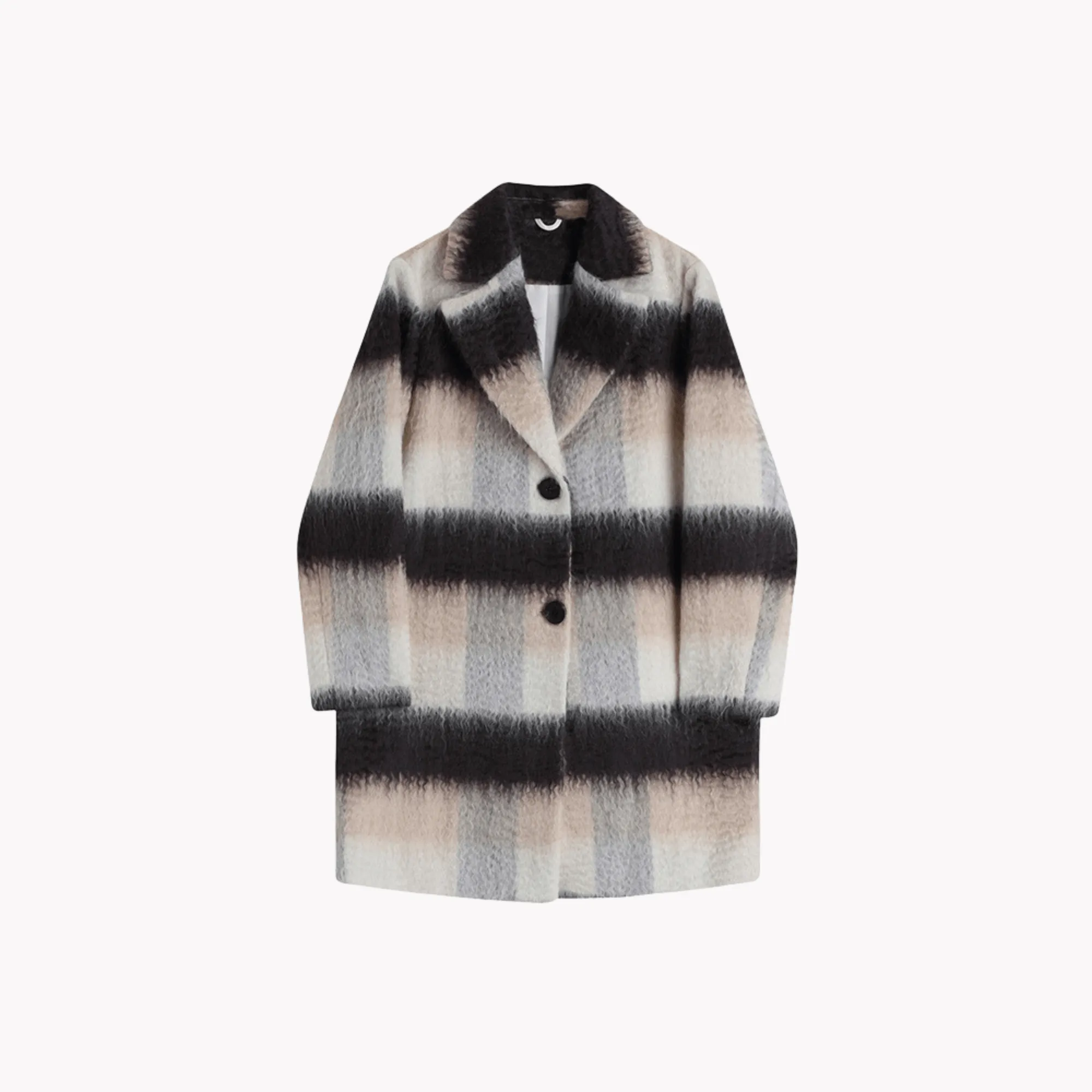 Pre Order:  Striped Wool Single Breasted Coat