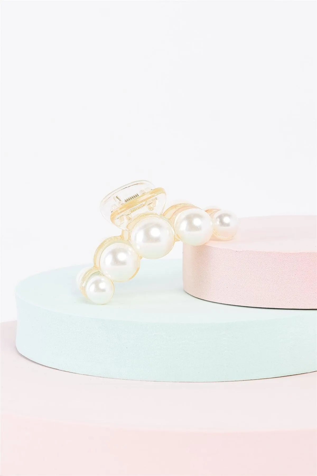 "Five Wild Pearls" White & Pearl Small Hair Clip /3 Pieces