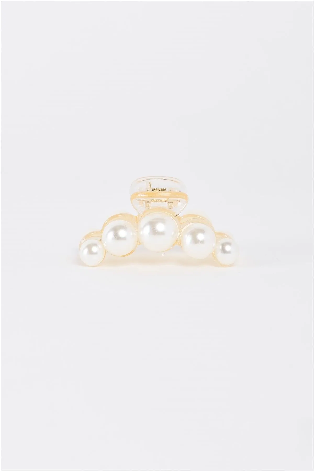 "Five Wild Pearls" White & Pearl Small Hair Clip /3 Pieces