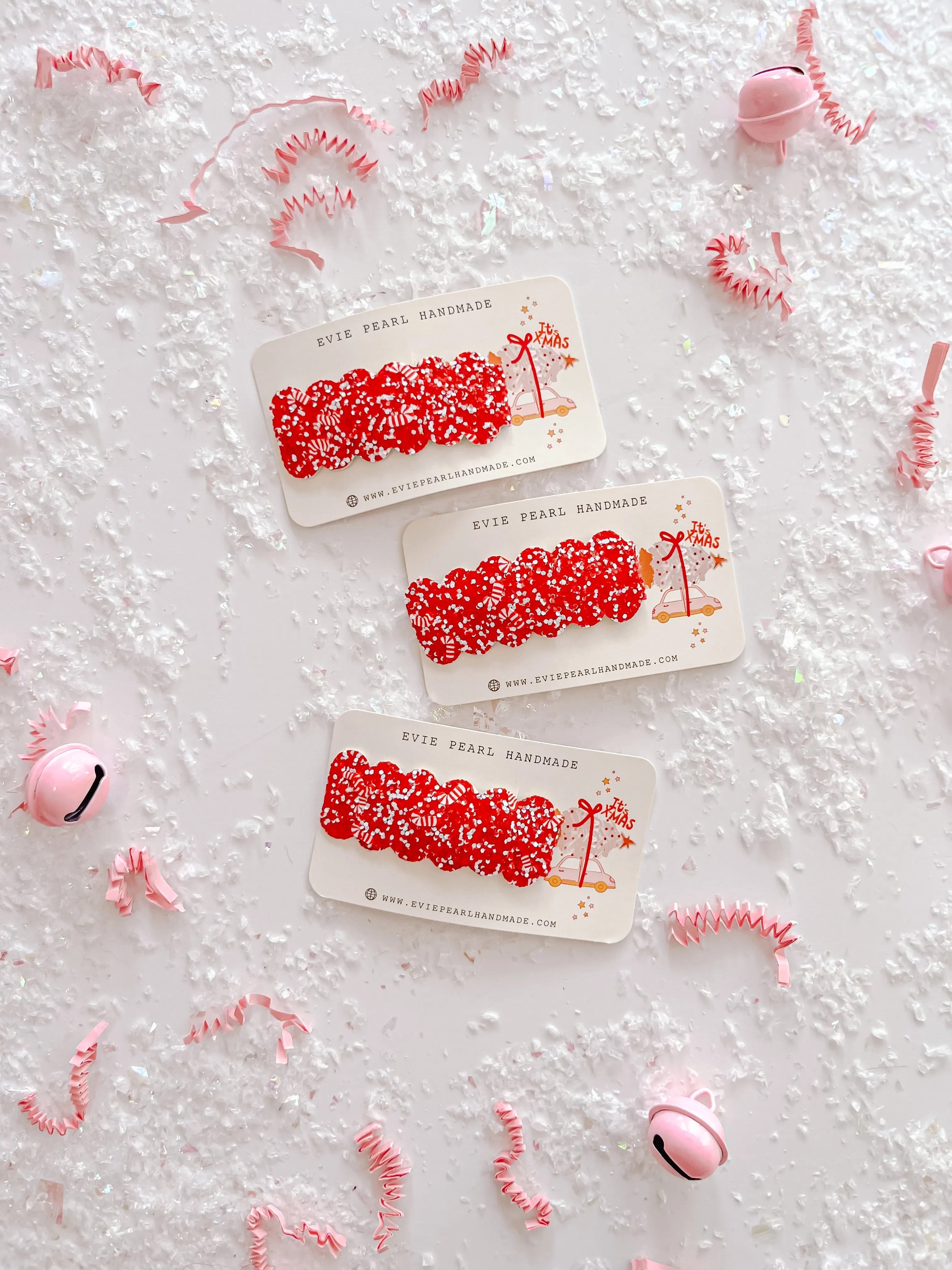 Red Glitter Candy Cane Single Snap Clip