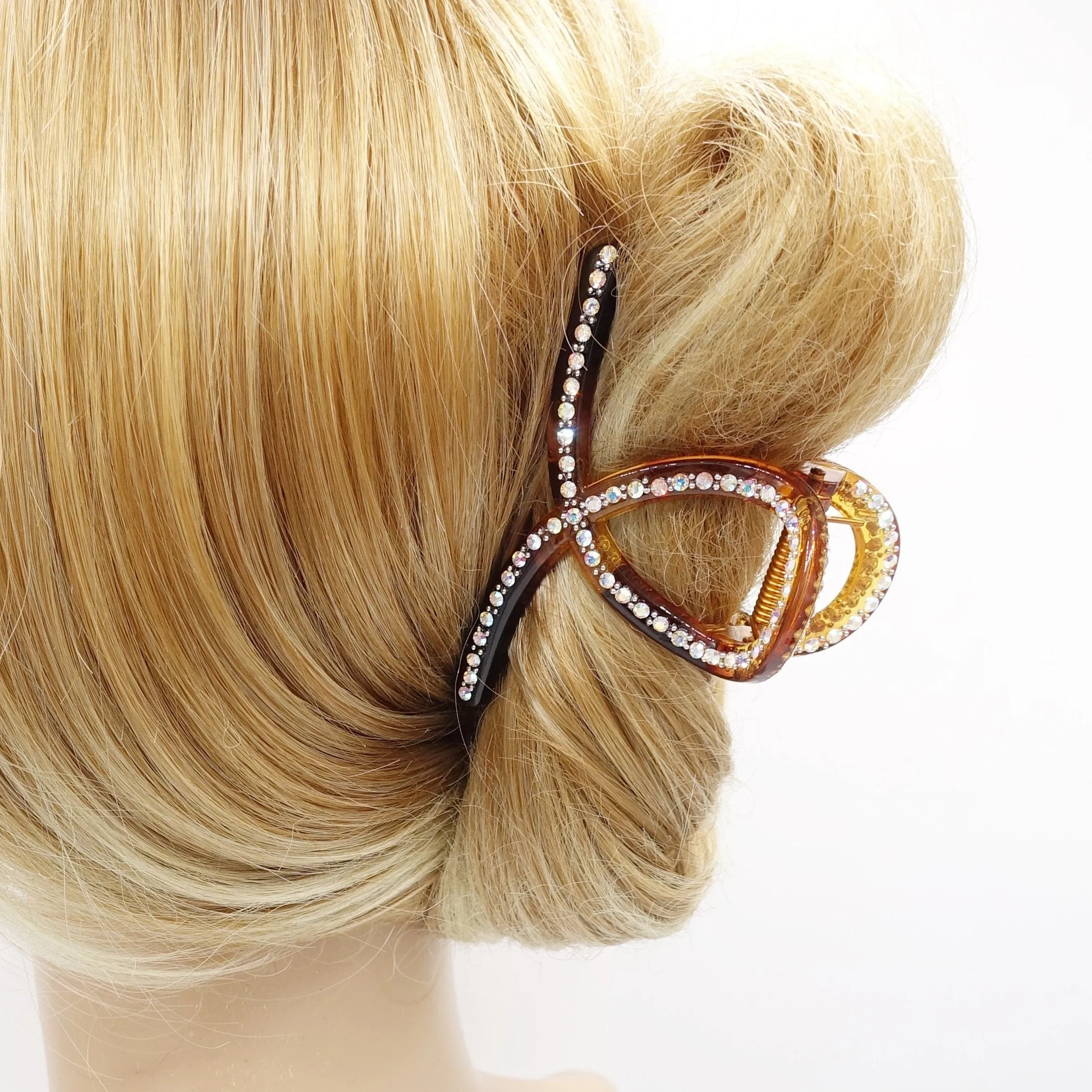 Rhinestoe ribbon hair claw, bling hair accessory for women