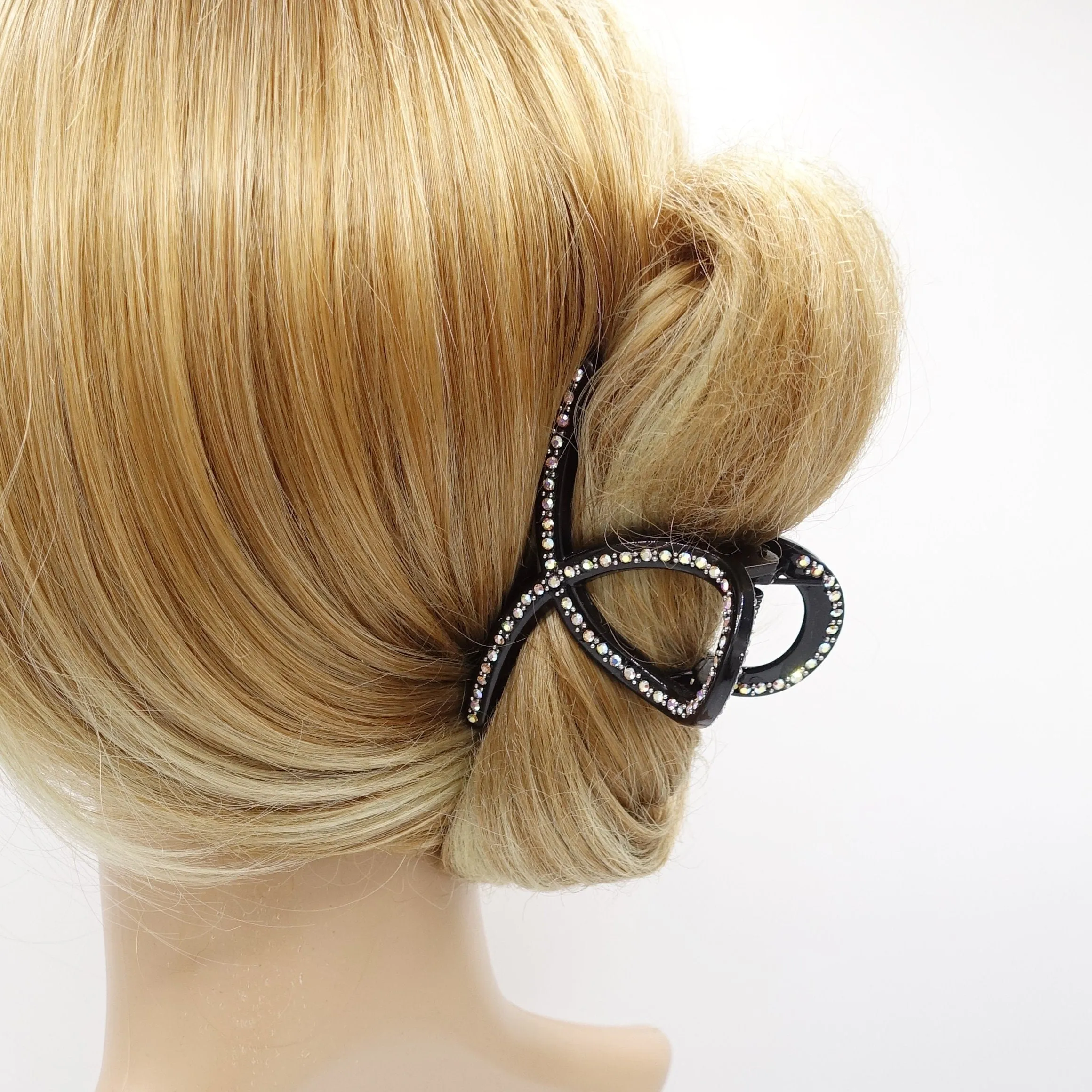 Rhinestoe ribbon hair claw, bling hair accessory for women