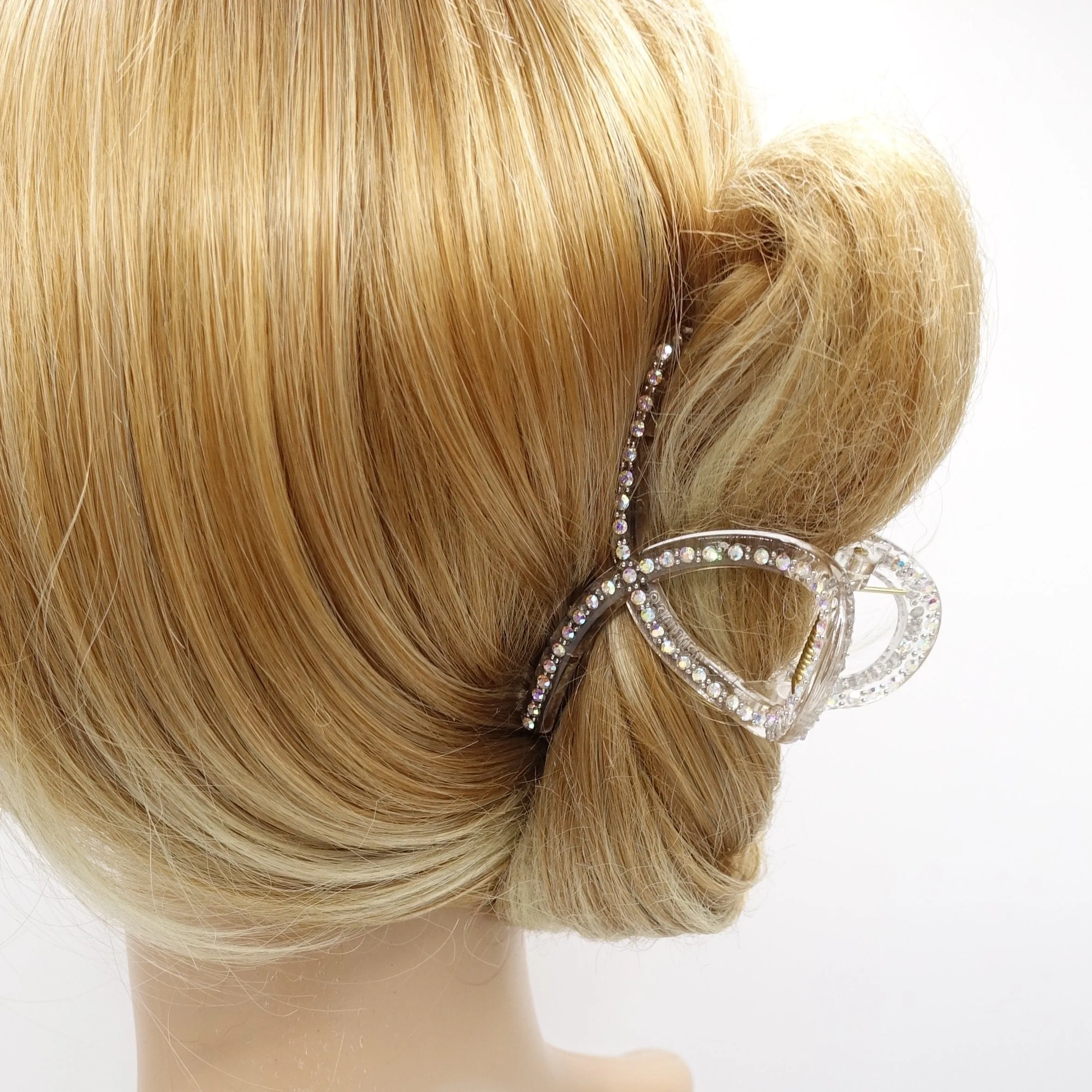 Rhinestoe ribbon hair claw, bling hair accessory for women