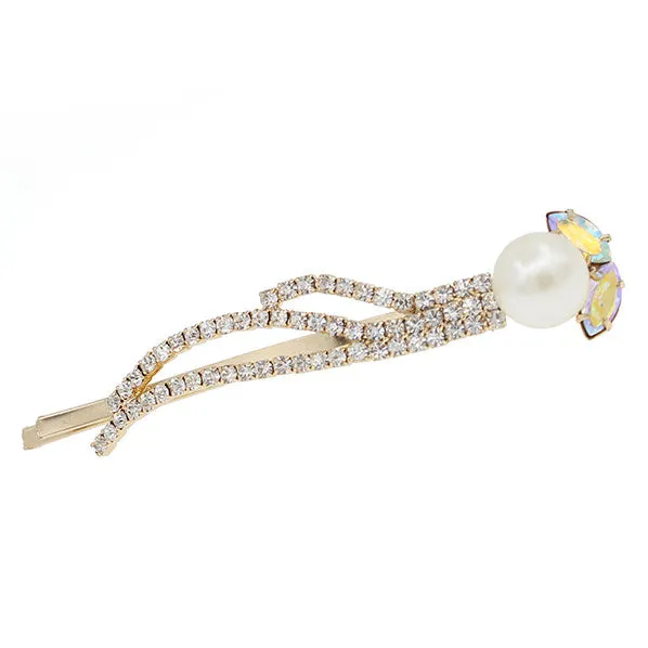 Rhinestone and Pearl Floral Hair Clip [pc]