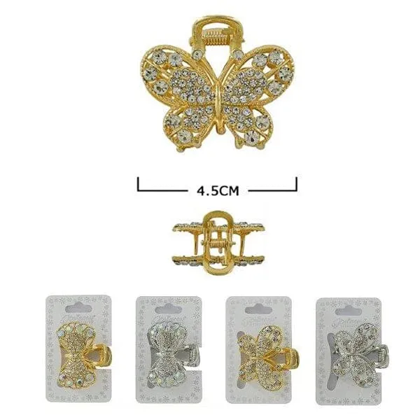 Rhinestone Butterfly Hair Jaw Clip 70202M (12 units)