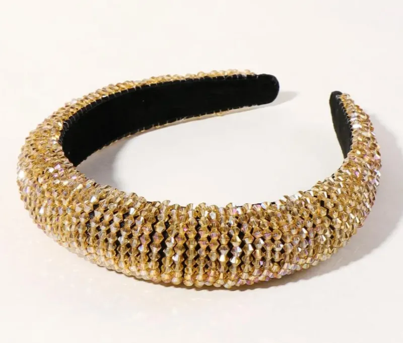 RHINESTONE DECOR HEADBANDS - GOLD