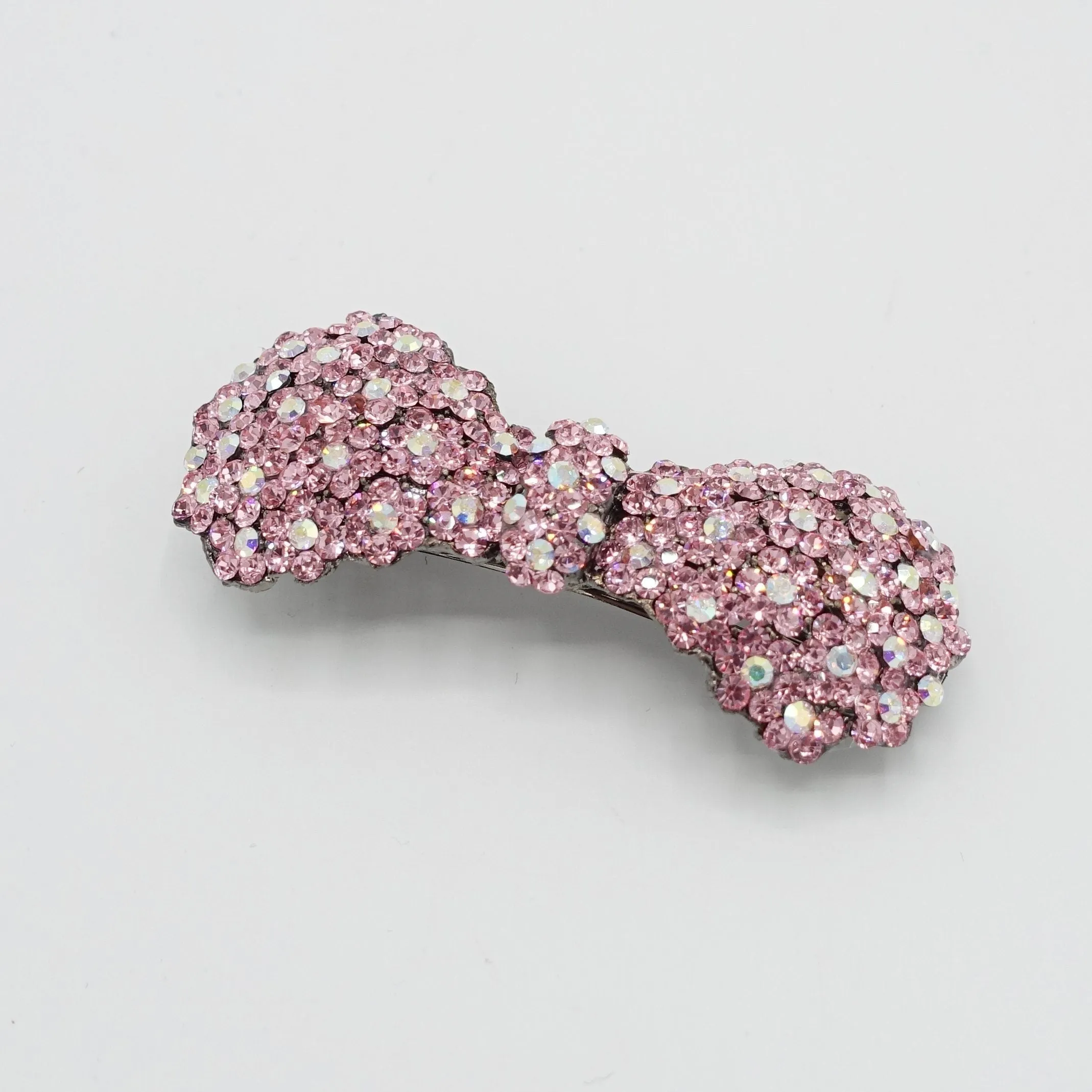 rhinestone embellished small hair bow barrette