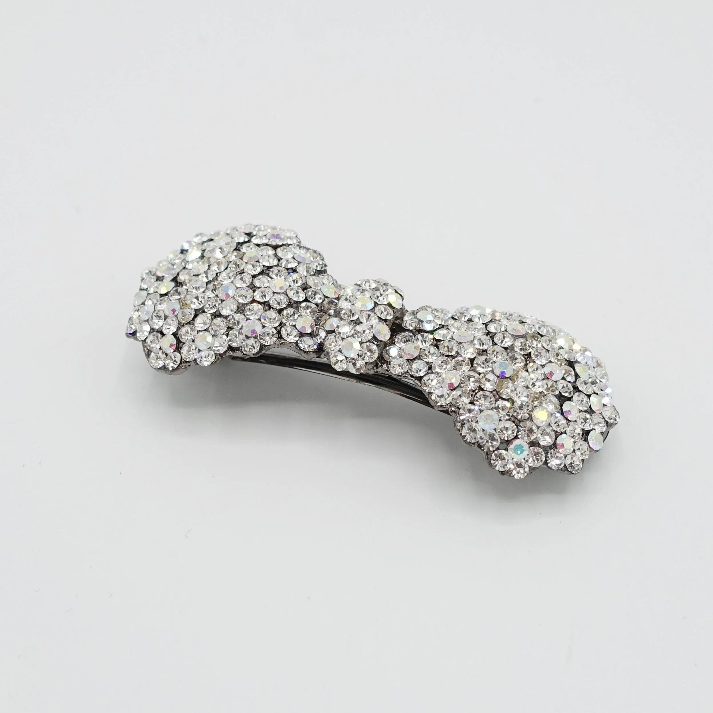 rhinestone embellished small hair bow barrette