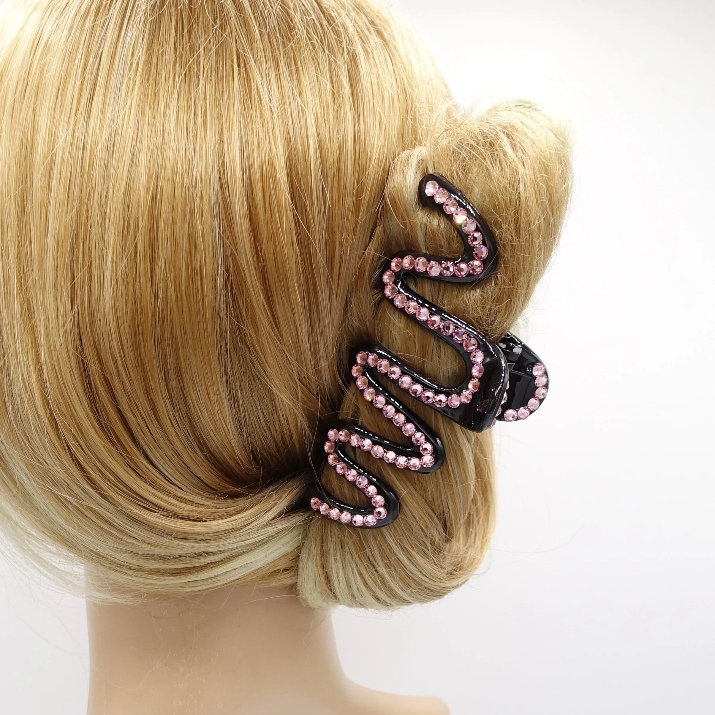 rhinestone hair claw, wave hair claw, bling hair accessory for women