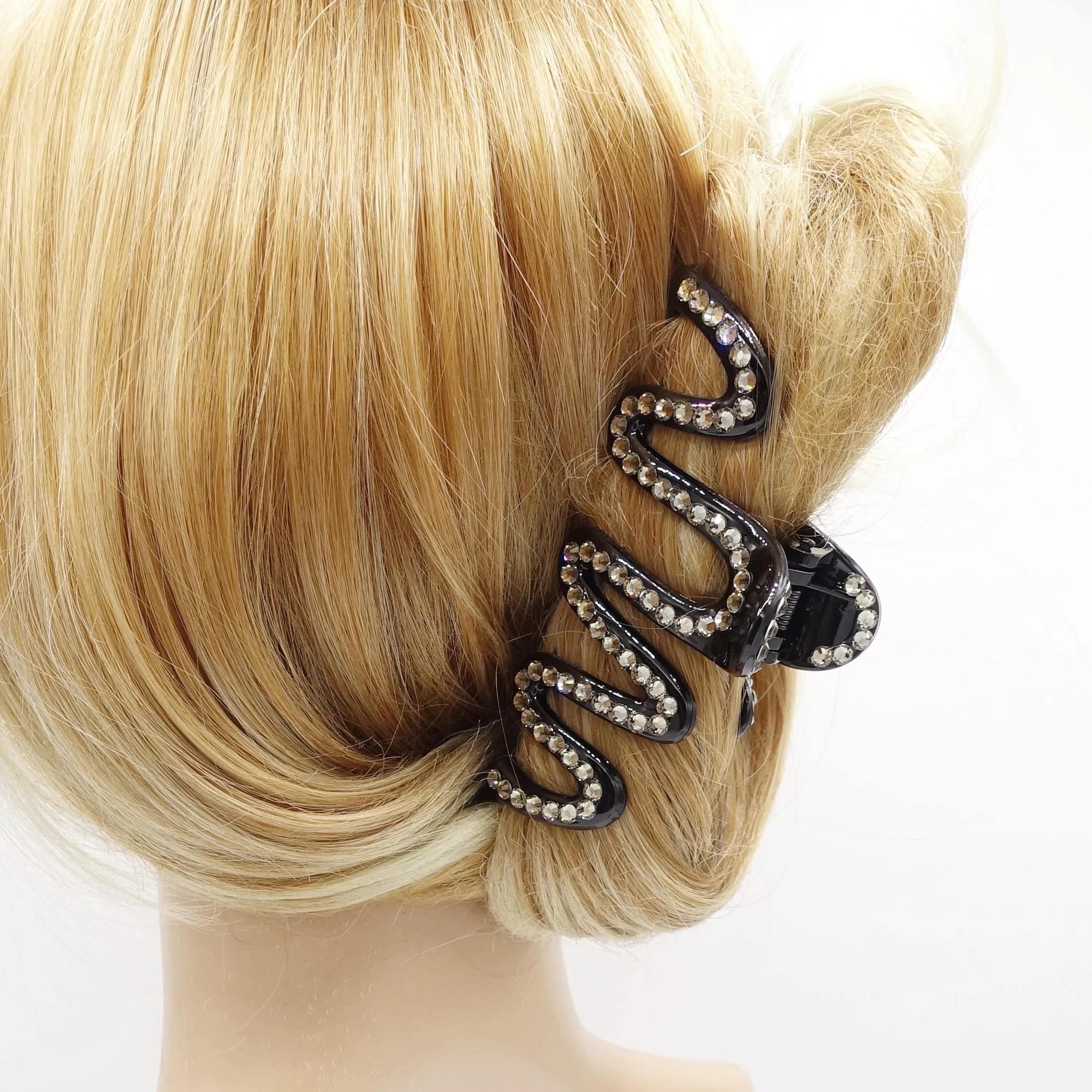 rhinestone hair claw, wave hair claw, bling hair accessory for women