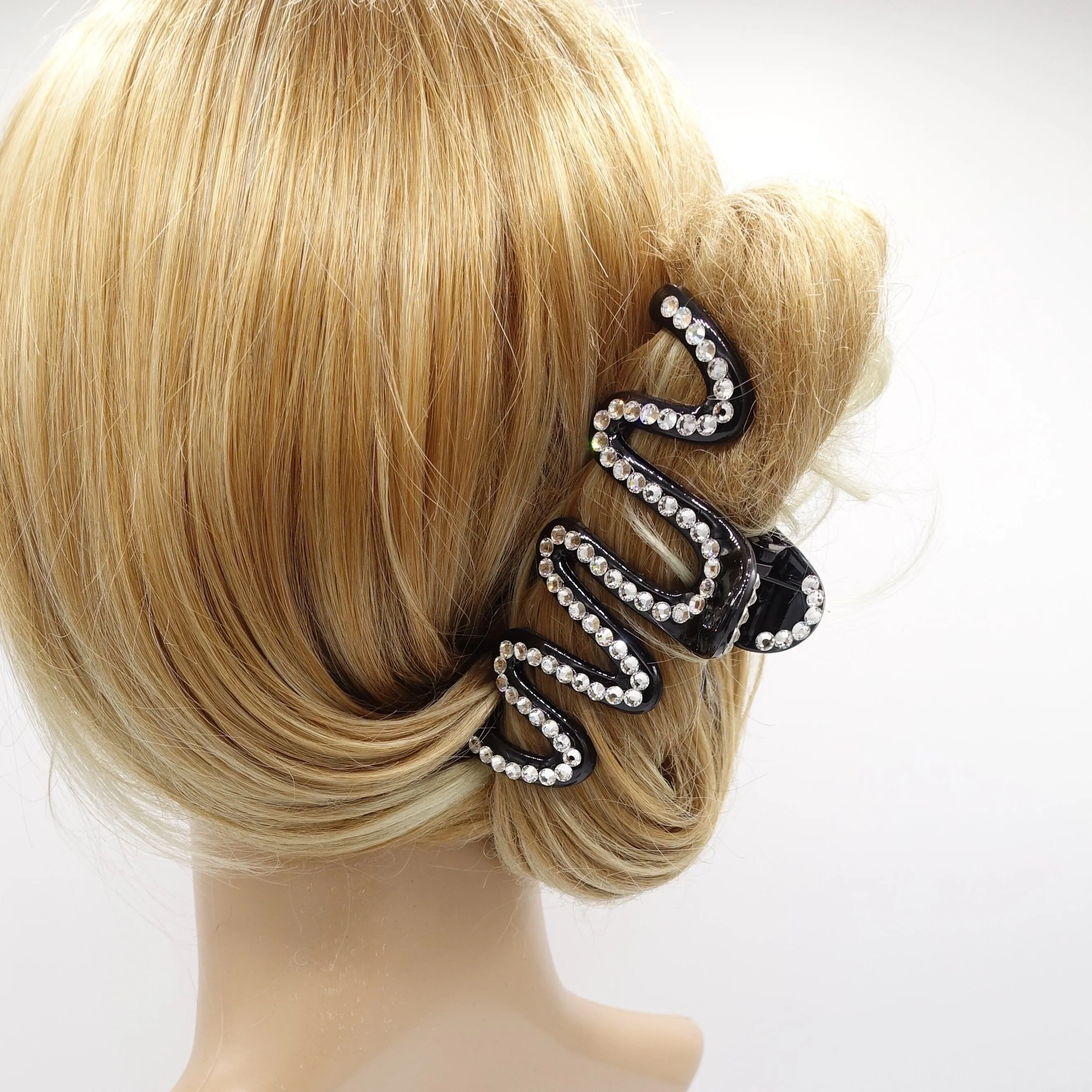 rhinestone hair claw, wave hair claw, bling hair accessory for women