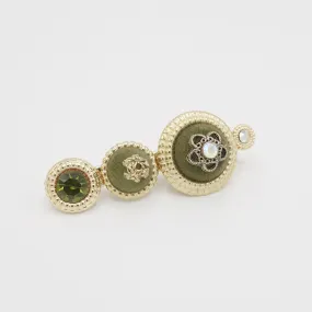 royal hair clip rhinestone embellished golden button luxury style hair clip