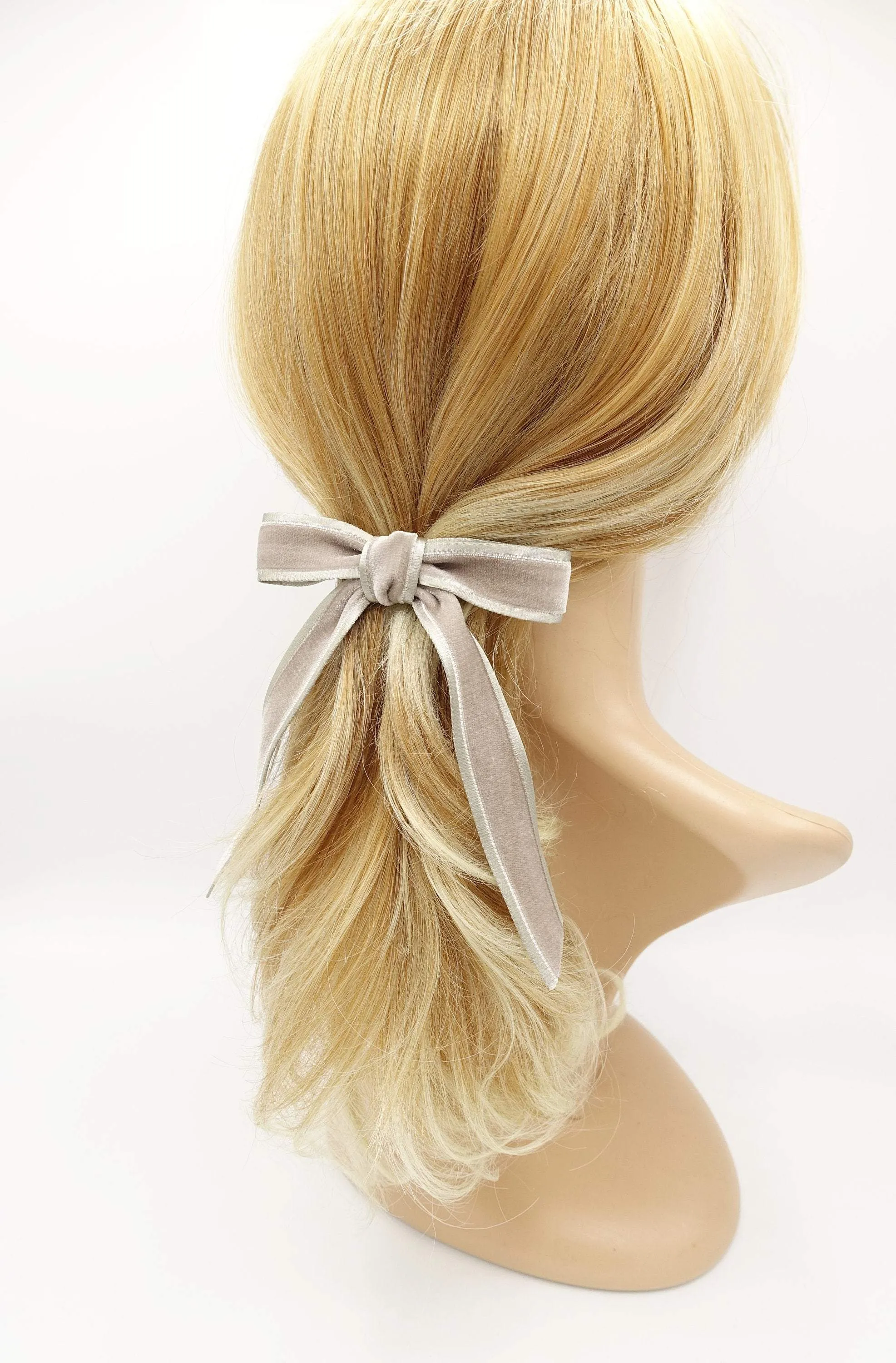 satin edge velvet hair bow