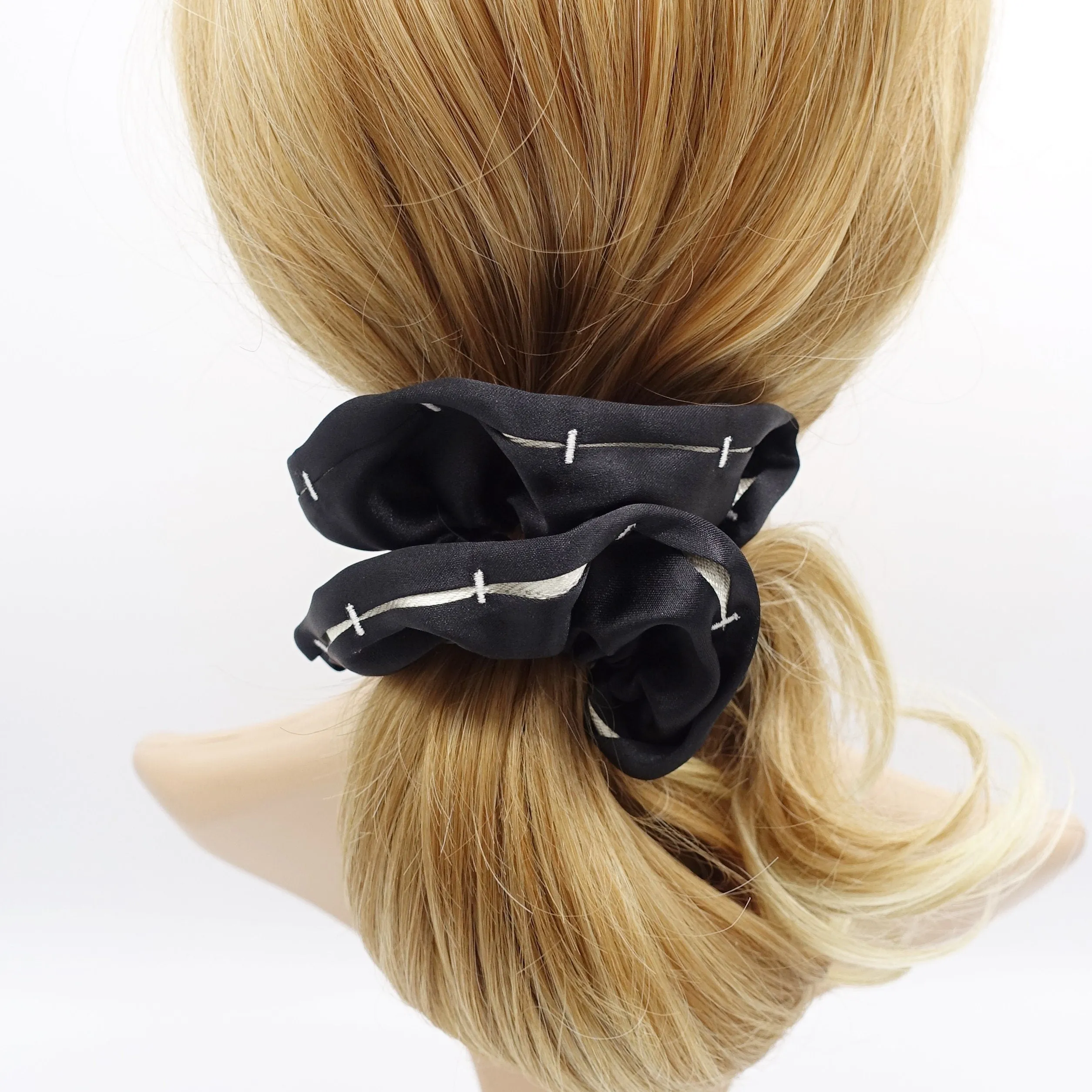 satin stitch scrunchies, black scrunchies for women