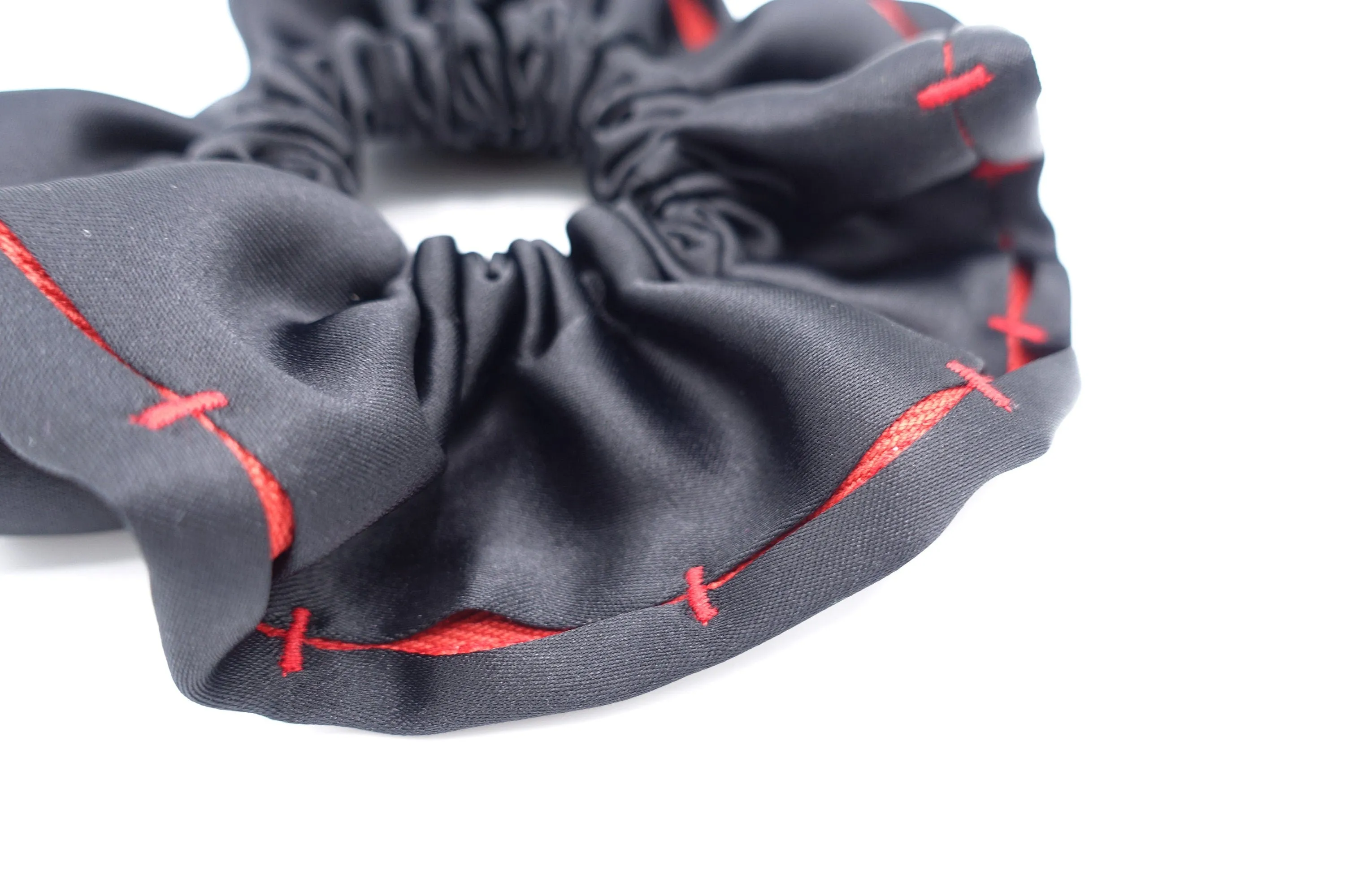 satin stitch scrunchies, black scrunchies for women