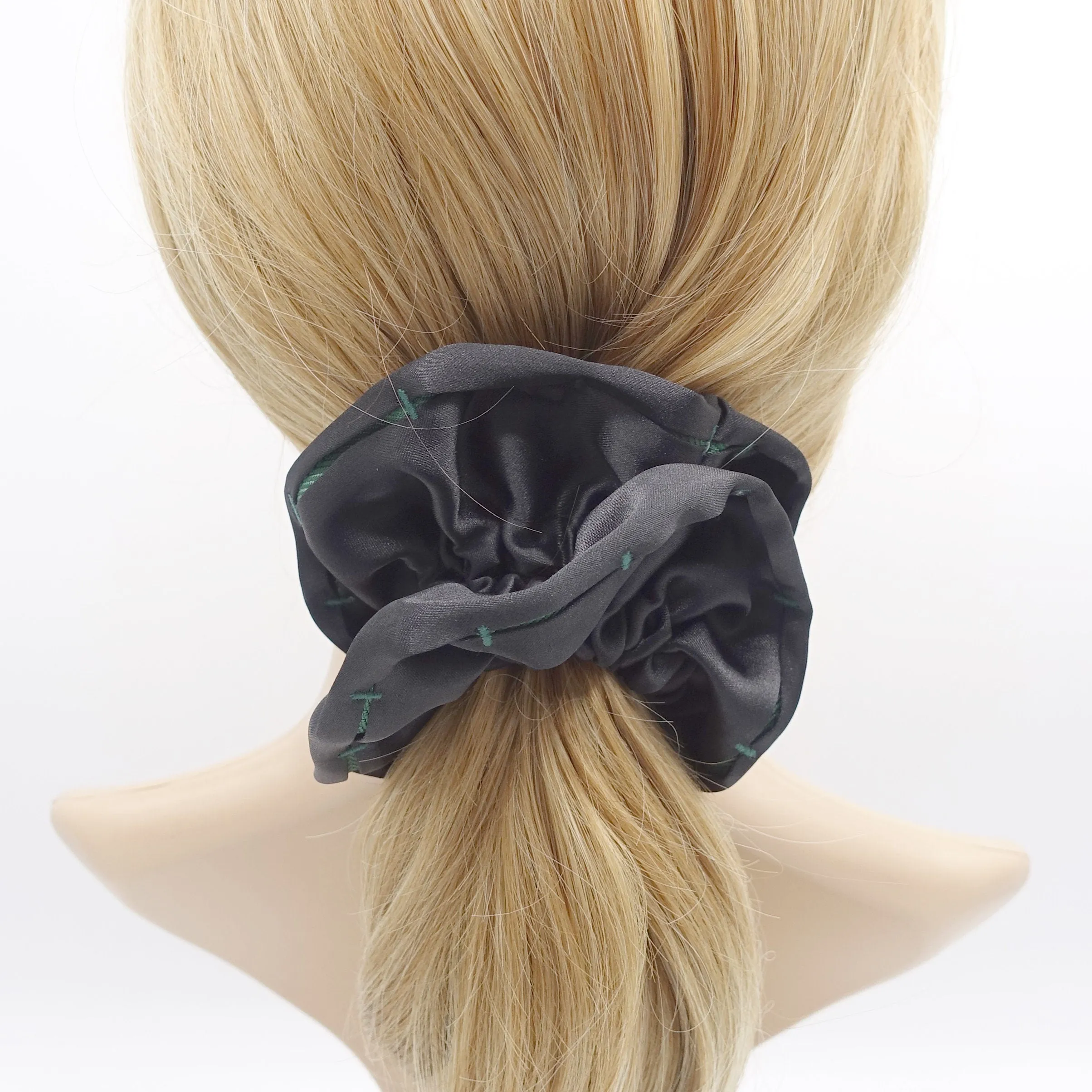 satin stitch scrunchies, black scrunchies for women