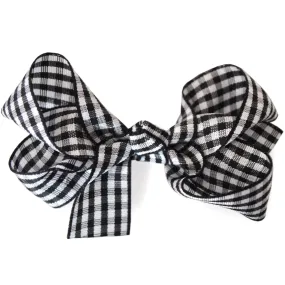 School Hair Bow in Gingham Ribbon