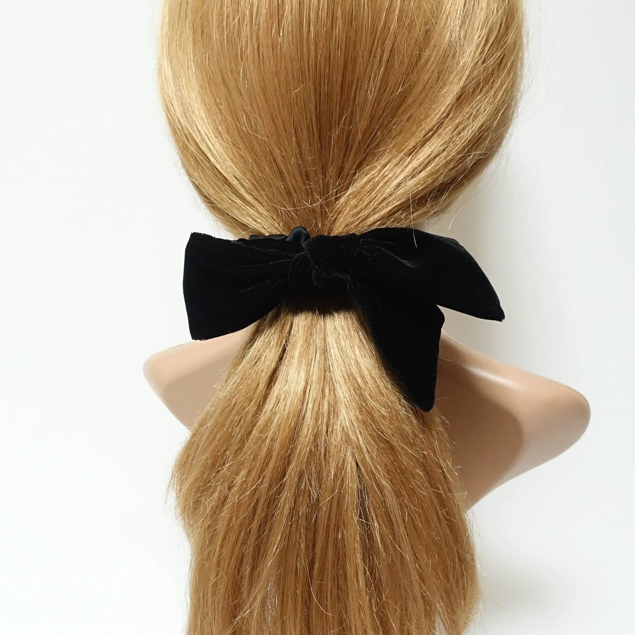 short silk velvet bow knot satin scrunchies black velvet simple bow luxury style bow scrunchy