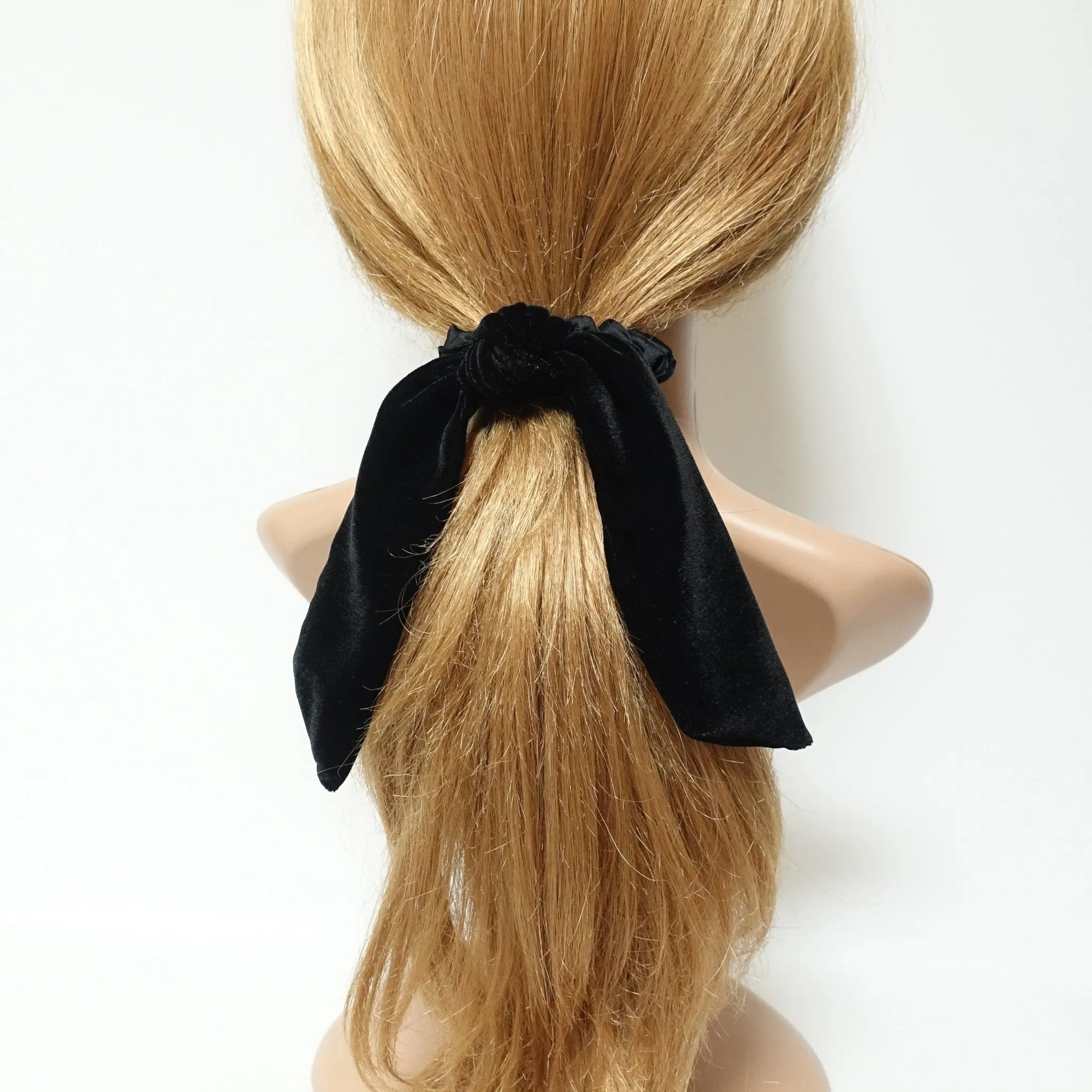 short silk velvet bow knot satin scrunchies black velvet simple bow luxury style bow scrunchy