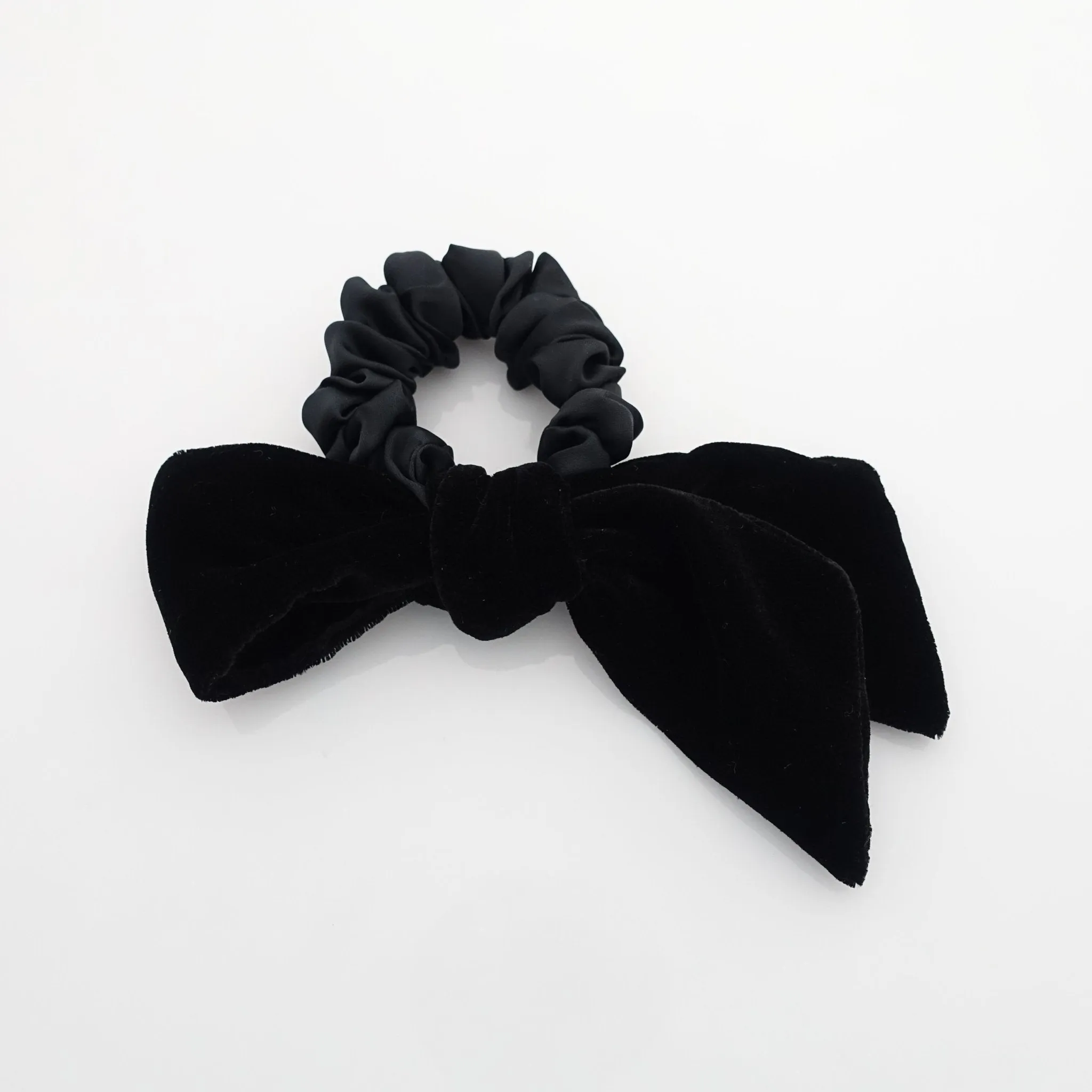 short silk velvet bow knot satin scrunchies black velvet simple bow luxury style bow scrunchy