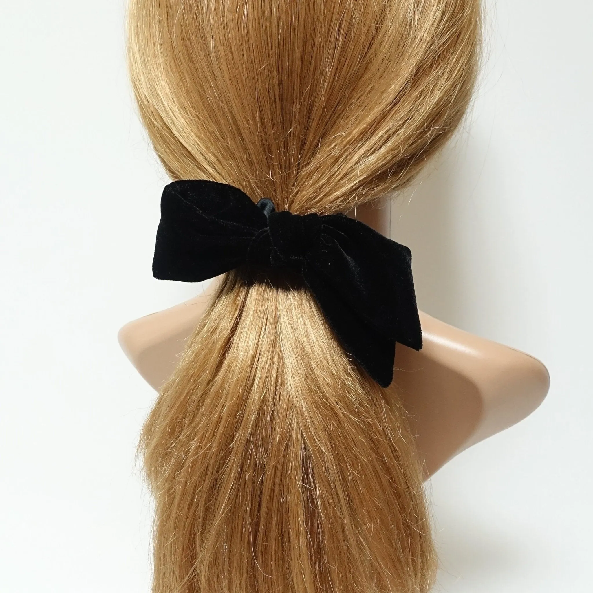 short silk velvet bow knot satin scrunchies black velvet simple bow luxury style bow scrunchy