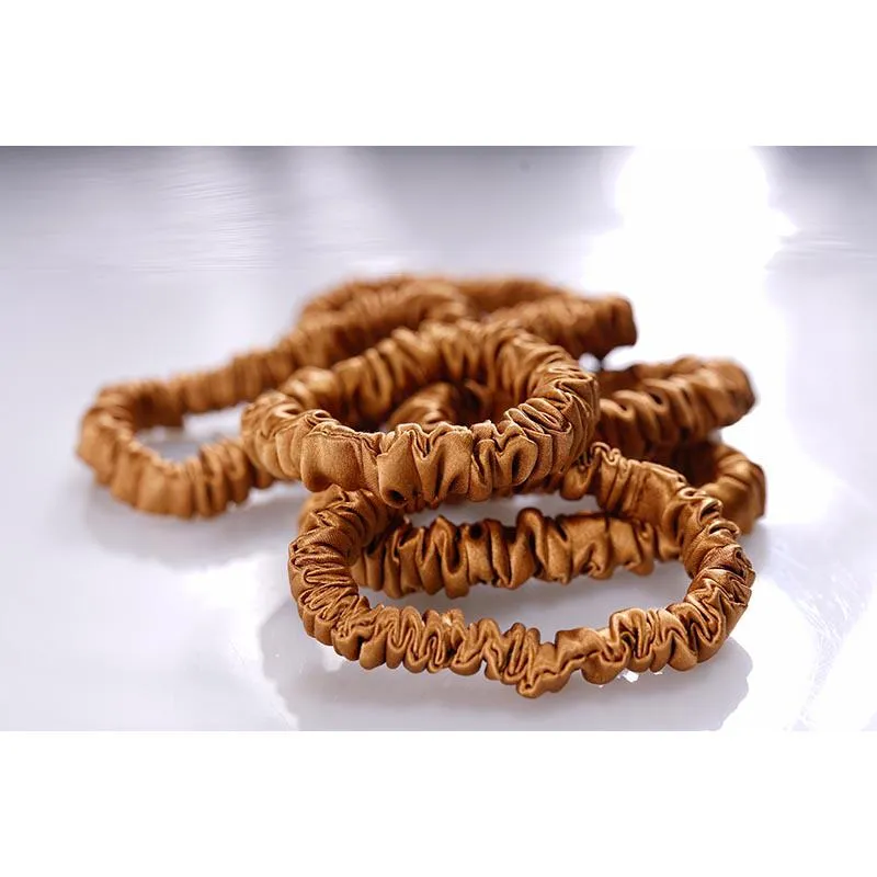 Silk small scrunchies - Bronze - 6 pack - dropshipping