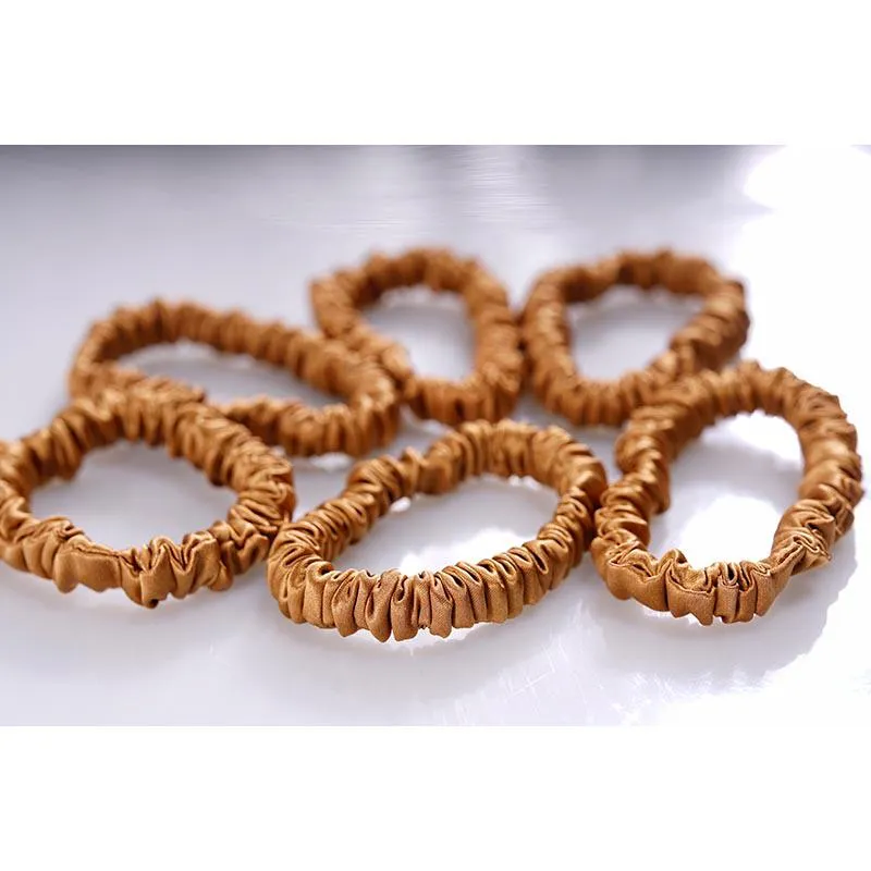 Silk small scrunchies - Bronze - 6 pack - dropshipping