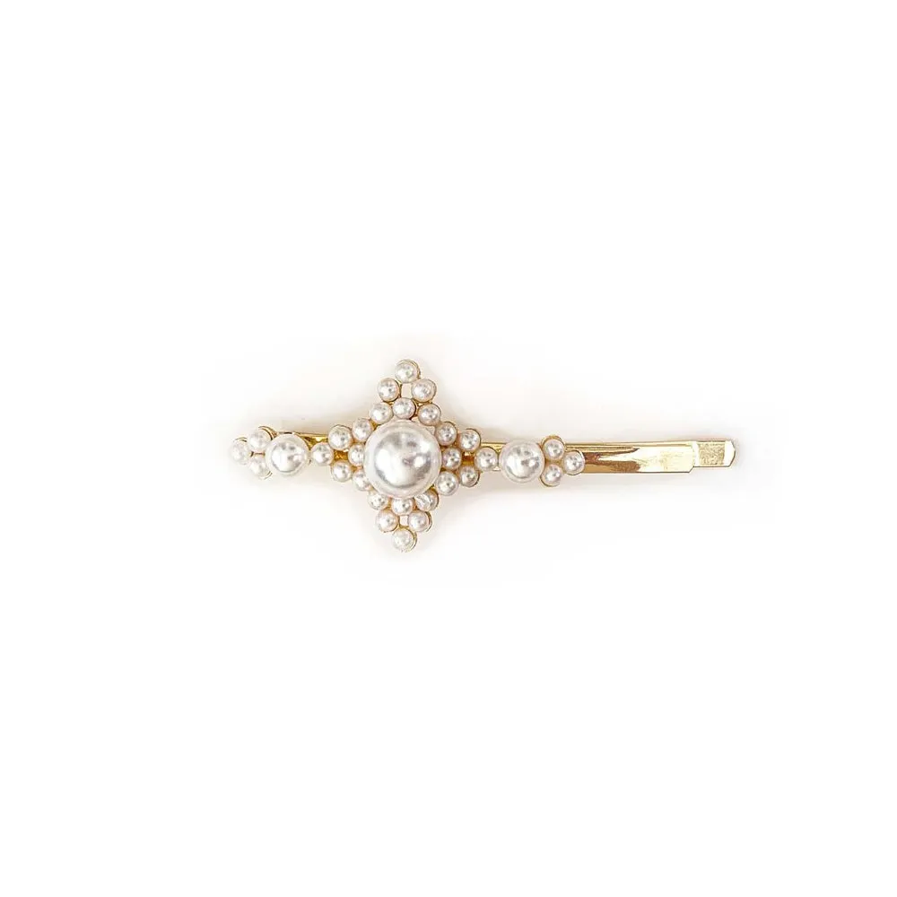 Sister Bows Pearl Cross Hair Clip